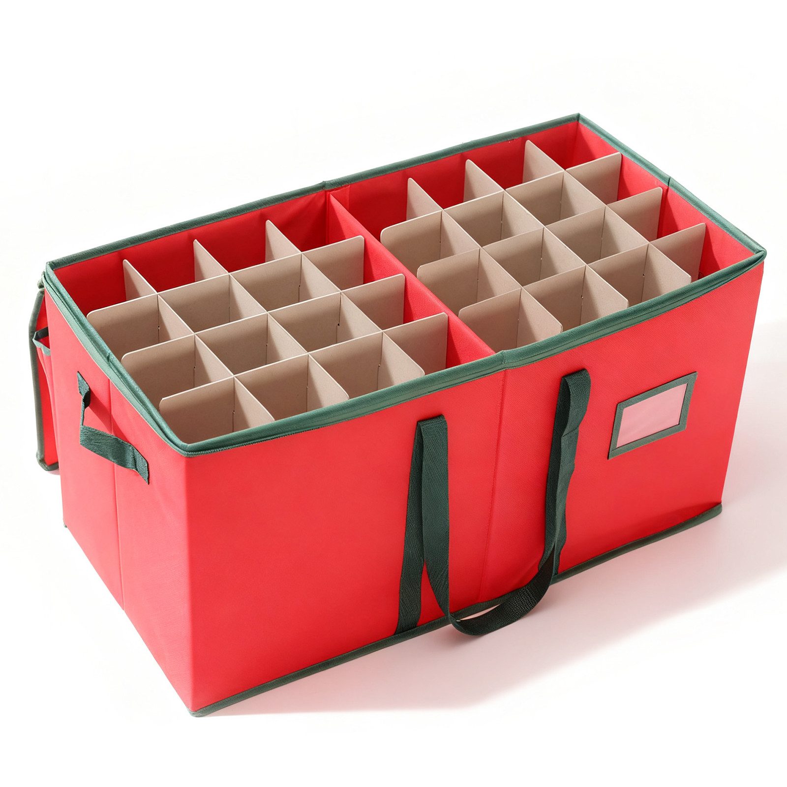 Salcar Aufbewahrungsbox Weihnachtskugel 128 Fächer Christbaumkugel Aufbewahrungstasche (128 St), 128 Fächer je 8cm, Doppelreißverschluss, Tragegriffe & Etikettenhalter
