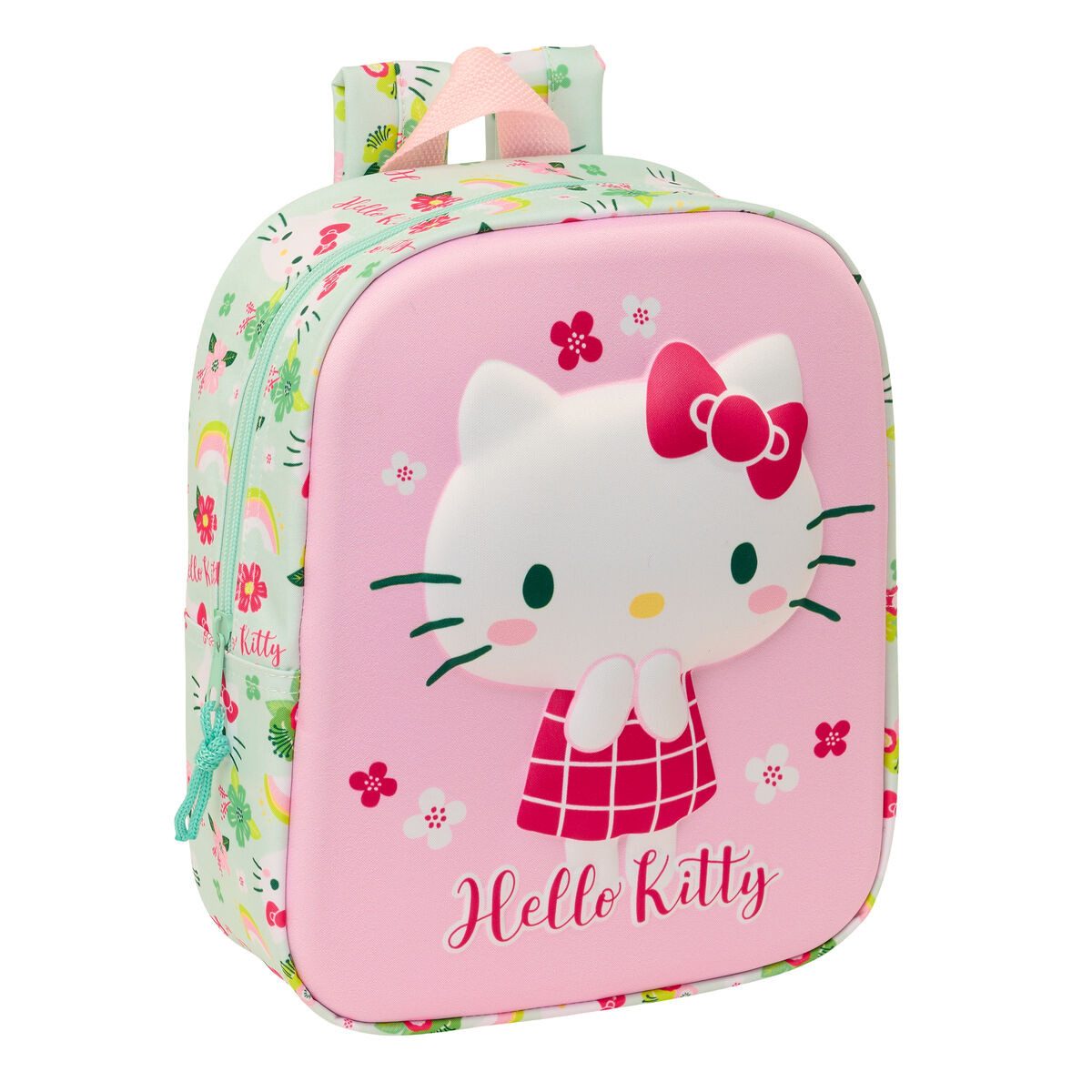 Hello Kitty Rucksack Hallo Kitty Kinderrucksack grün Rosa 22 x 27 x 10 cm 3D