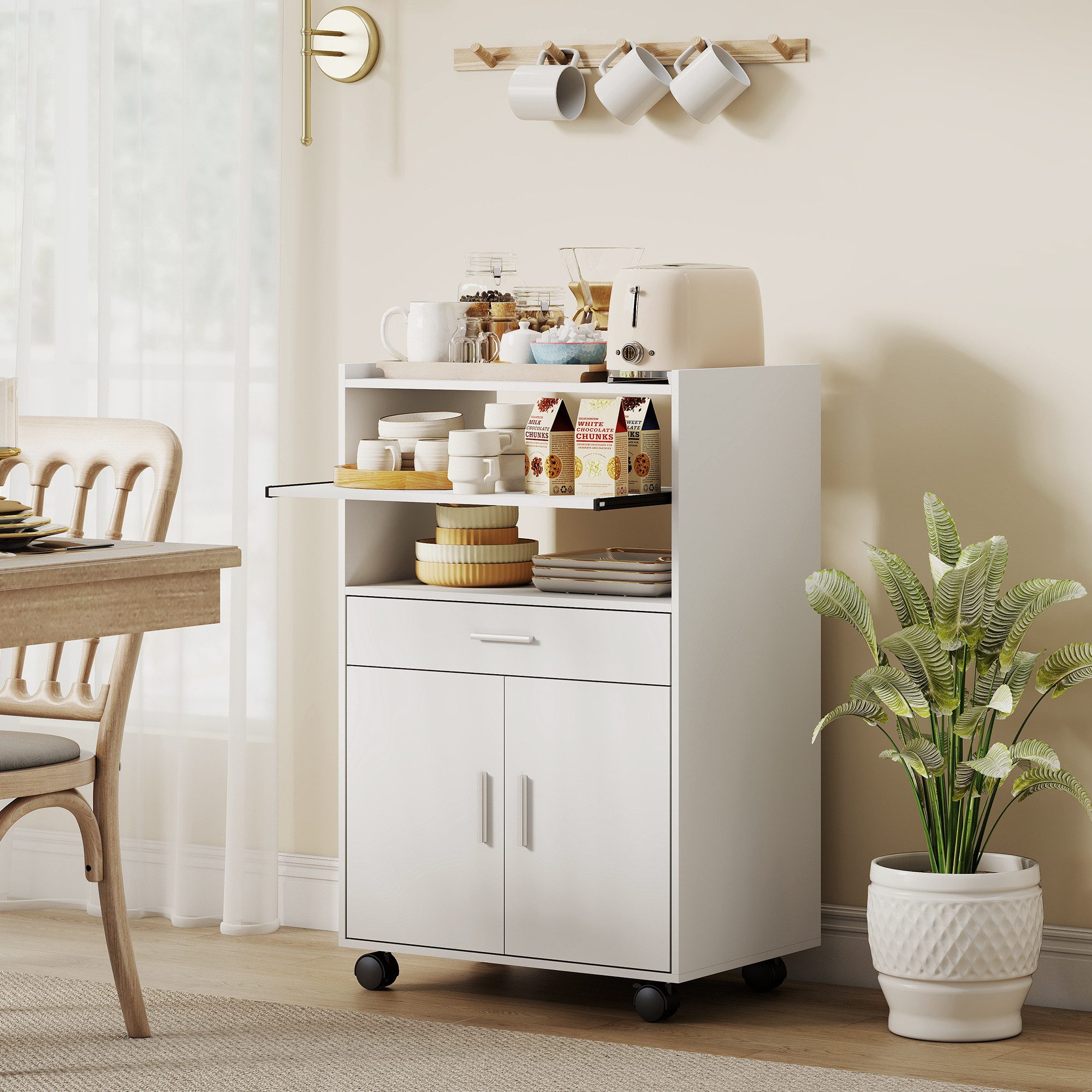 HOMCOM Küchenbuffet Doppeltürschrank (Küchenschrank, 1-St., mit Schubladen, günstig online kaufen