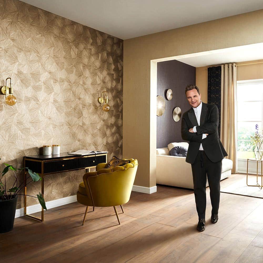 Bricoflor Goldene Tapete mit Metallic Effekt Vliestapete in Gold Ideal Fürs günstig online kaufen