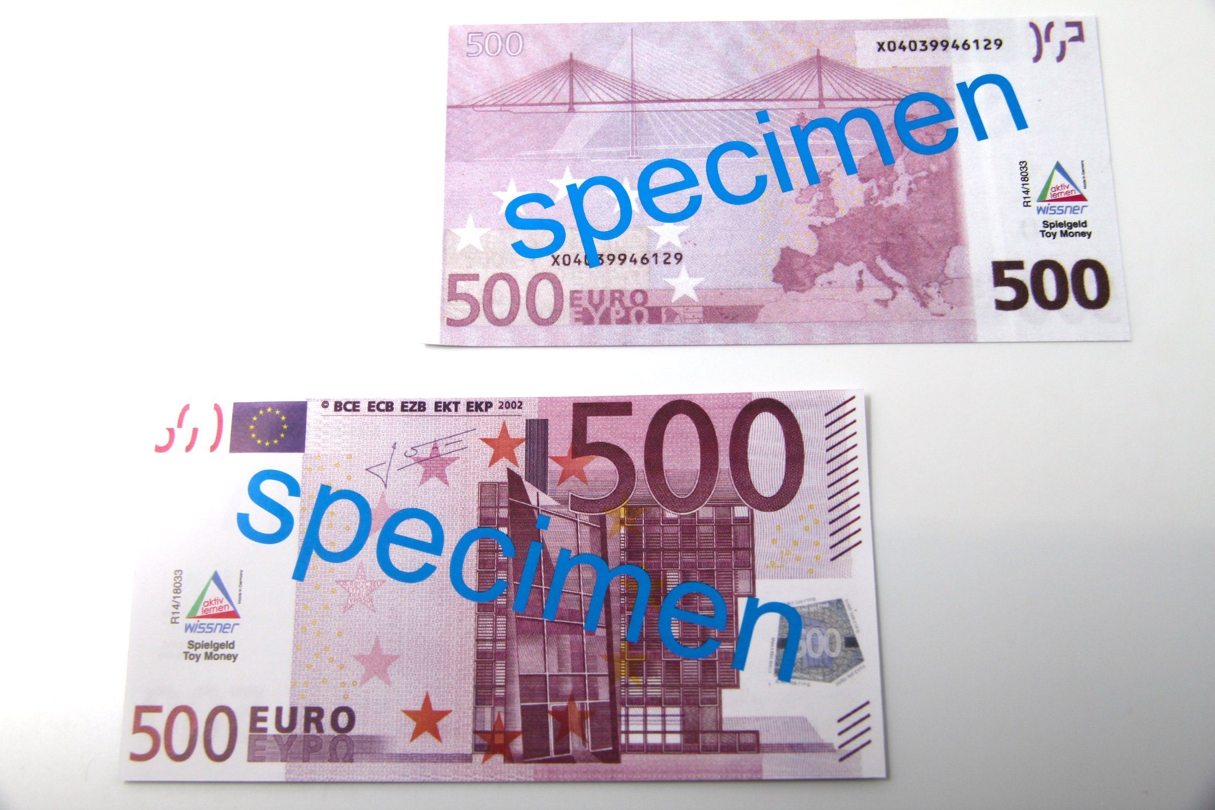Wissner® aktiv lernen Lernspielzeug 500 Euro-Schein (100 Stück), RE-Plastic®
