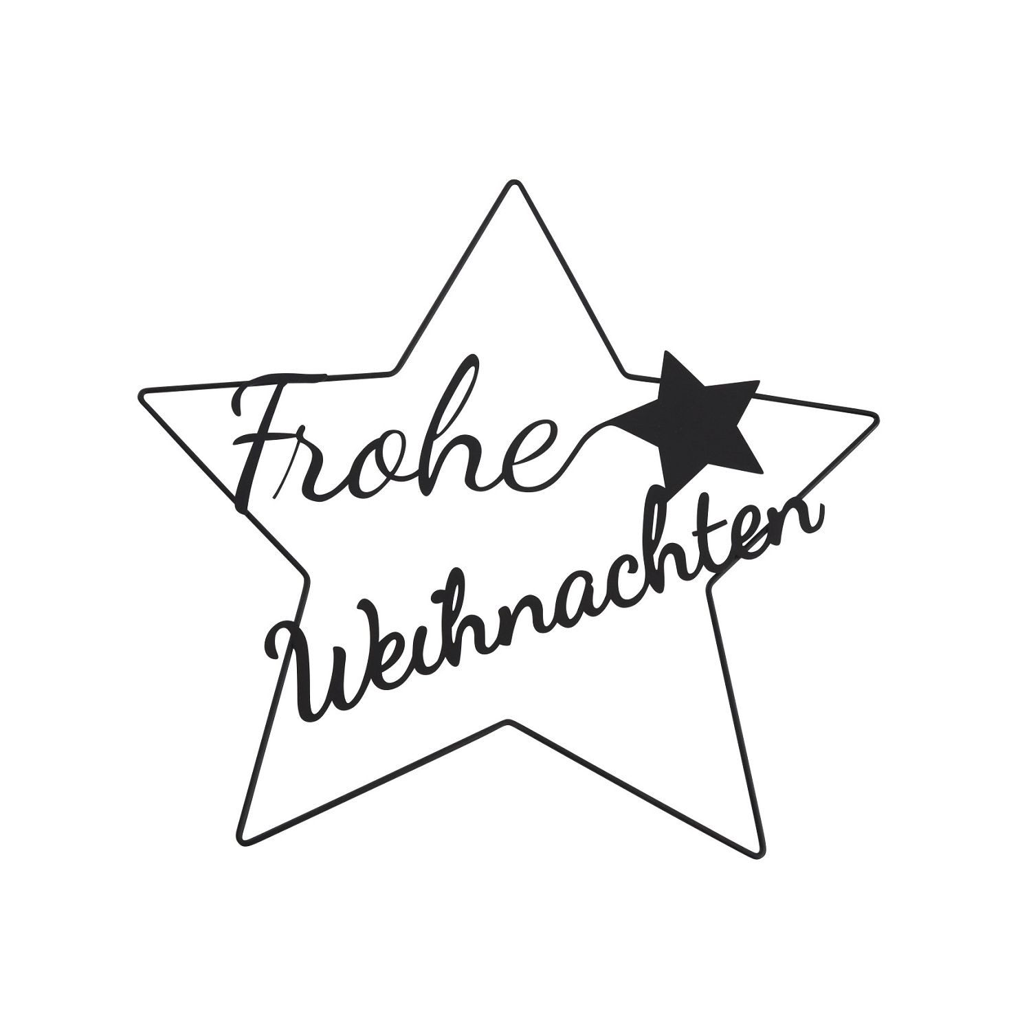 Weihnachtsfigur Deko-Stern Frohe Weihnachten - schwarz - Metall - 38x35,5 cm