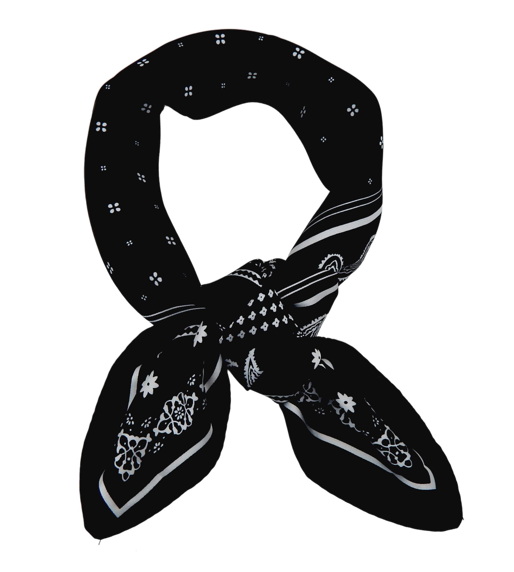 Ella Jonte Halstuch, klassisches Schwarz-Weiß-Muster - Bandana - 66 x 66 cm