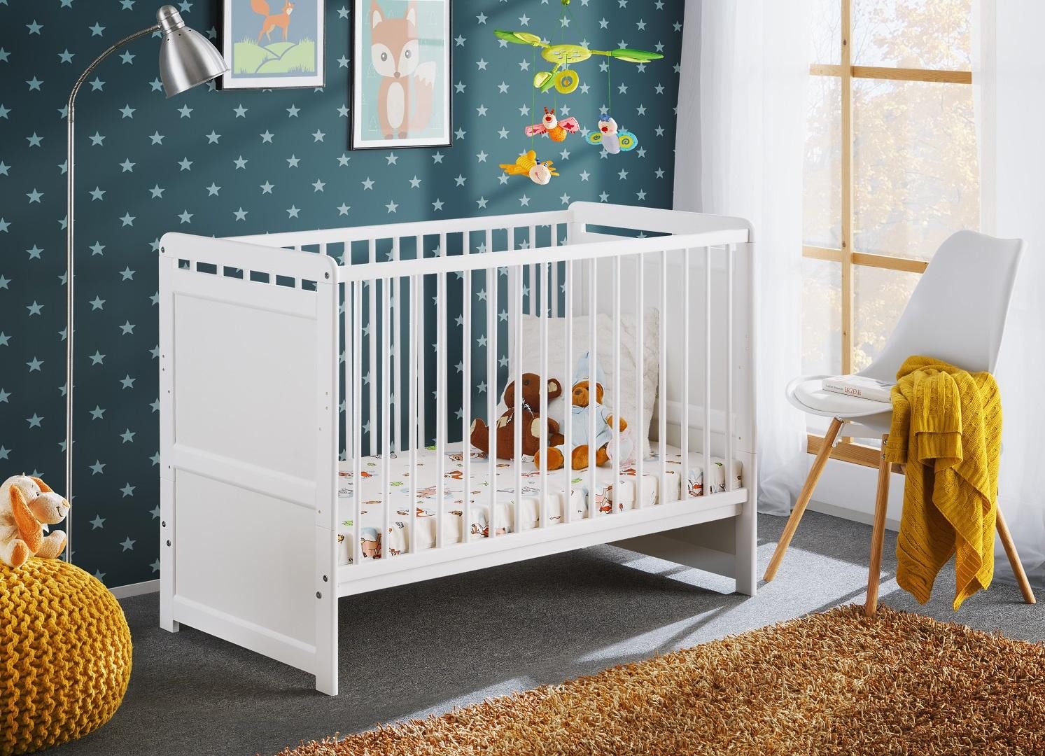 JVmoebel Babybett Skandinavisches Kinderbett aus hochwertigem Holz in Weiß, 1-tlg.