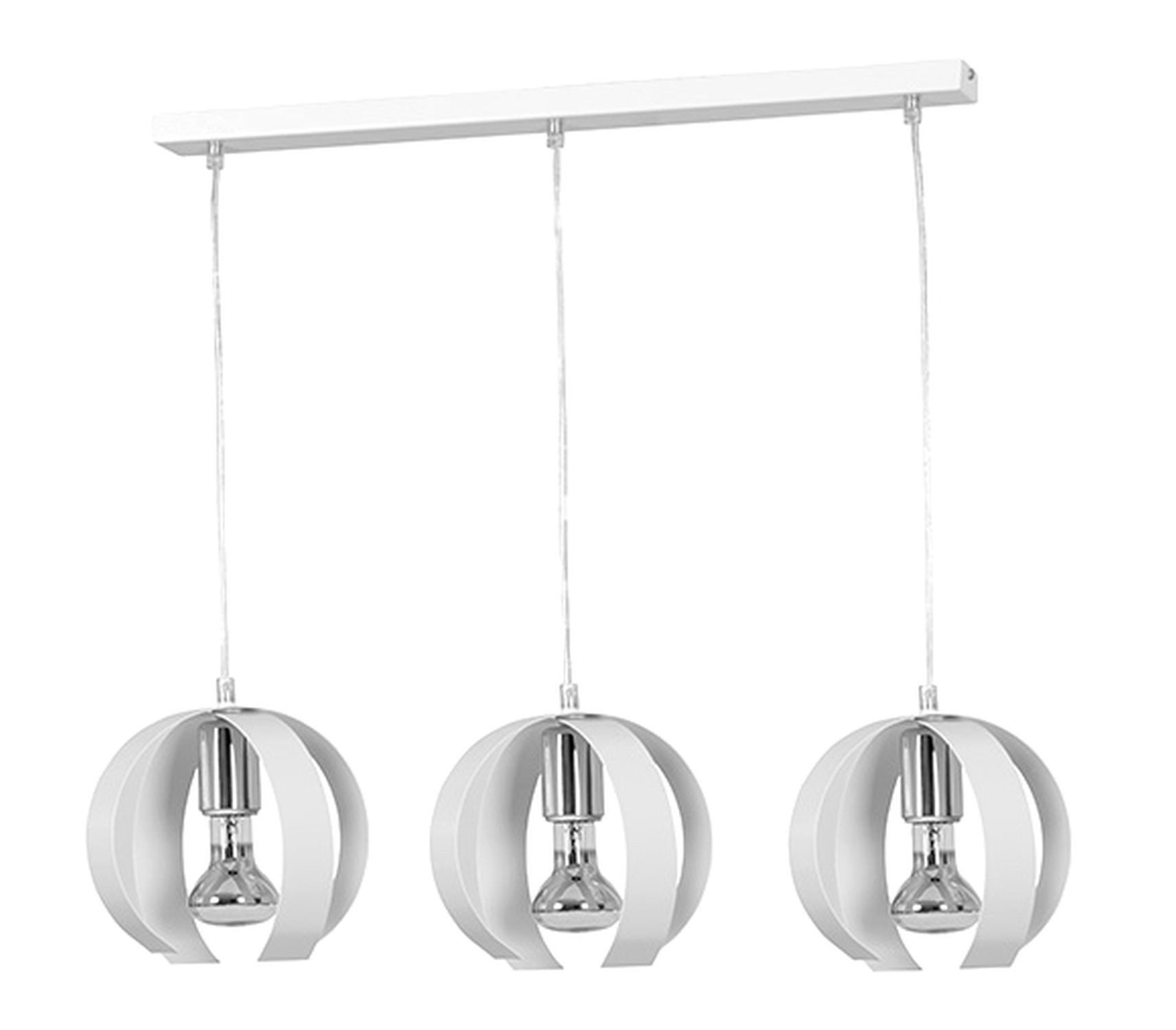 Licht-Erlebnisse Pendelleuchte DANI, ohne Leuchtmittel, Hängelampe Metall 66cm lang Weiß Esstisch