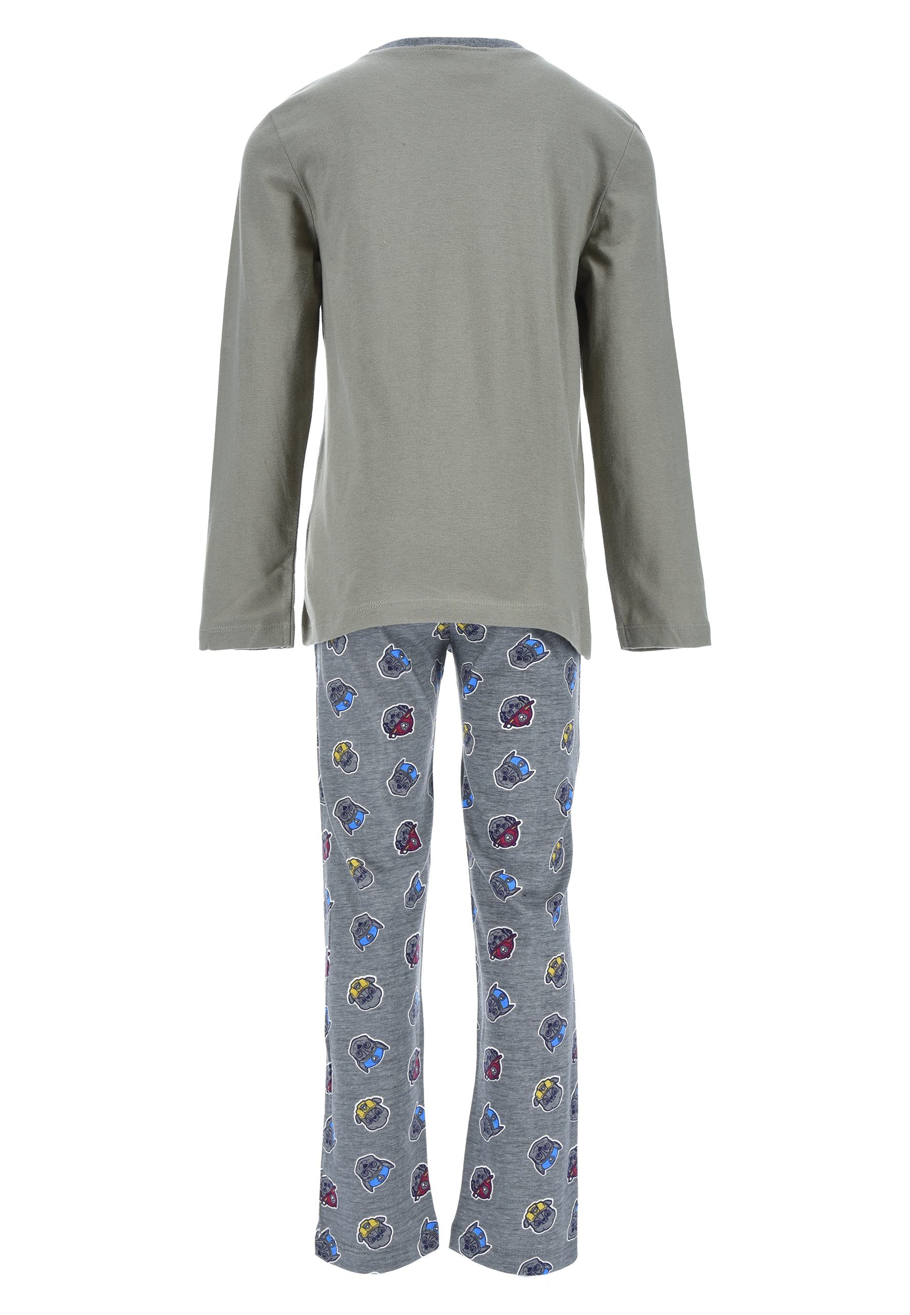 PAW PATROL Schlafanzug Marshall Kinder Grün (2 langarm Rubbles Nachtwäsche tlg) Jungen Pyjama Chase