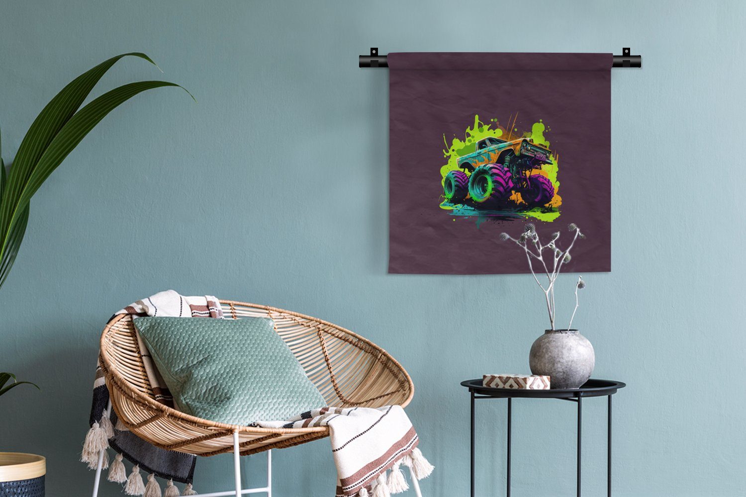 Wanddekoobjekt Kleid, - Wohnzimmer, Neon - Monstertruck - MuchoWow Wanddeko Kinderzimmer Schlafzimmer, Auto für Grün Wandbehang, Design, -