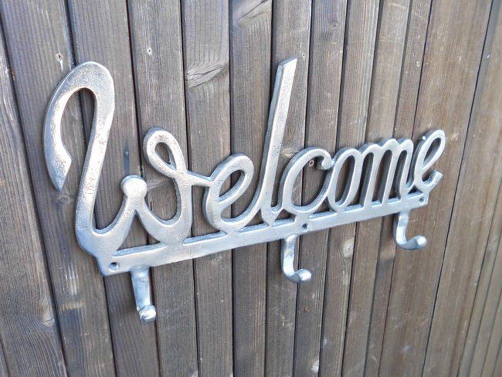 Deko-Impression Garderobenhaken Edle Wandgarderobe Garderobenhaken Wandhaken Welcome massiv (1 St)