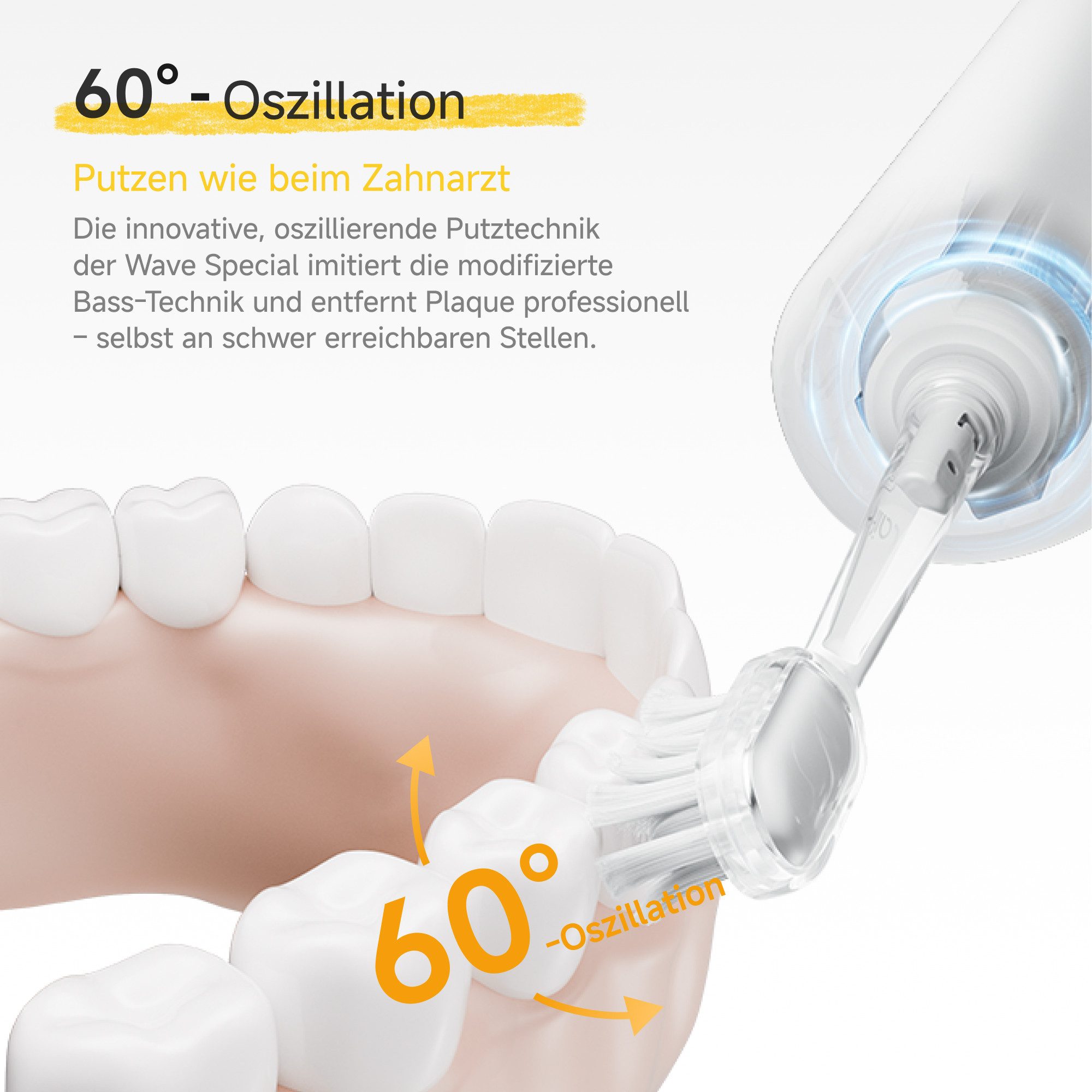 laifen Elektrische Zahnbürste Wave Spezial mit 2 Bürstenköpfe und Reisetasche, Aufsteckbürsten: 2 St.