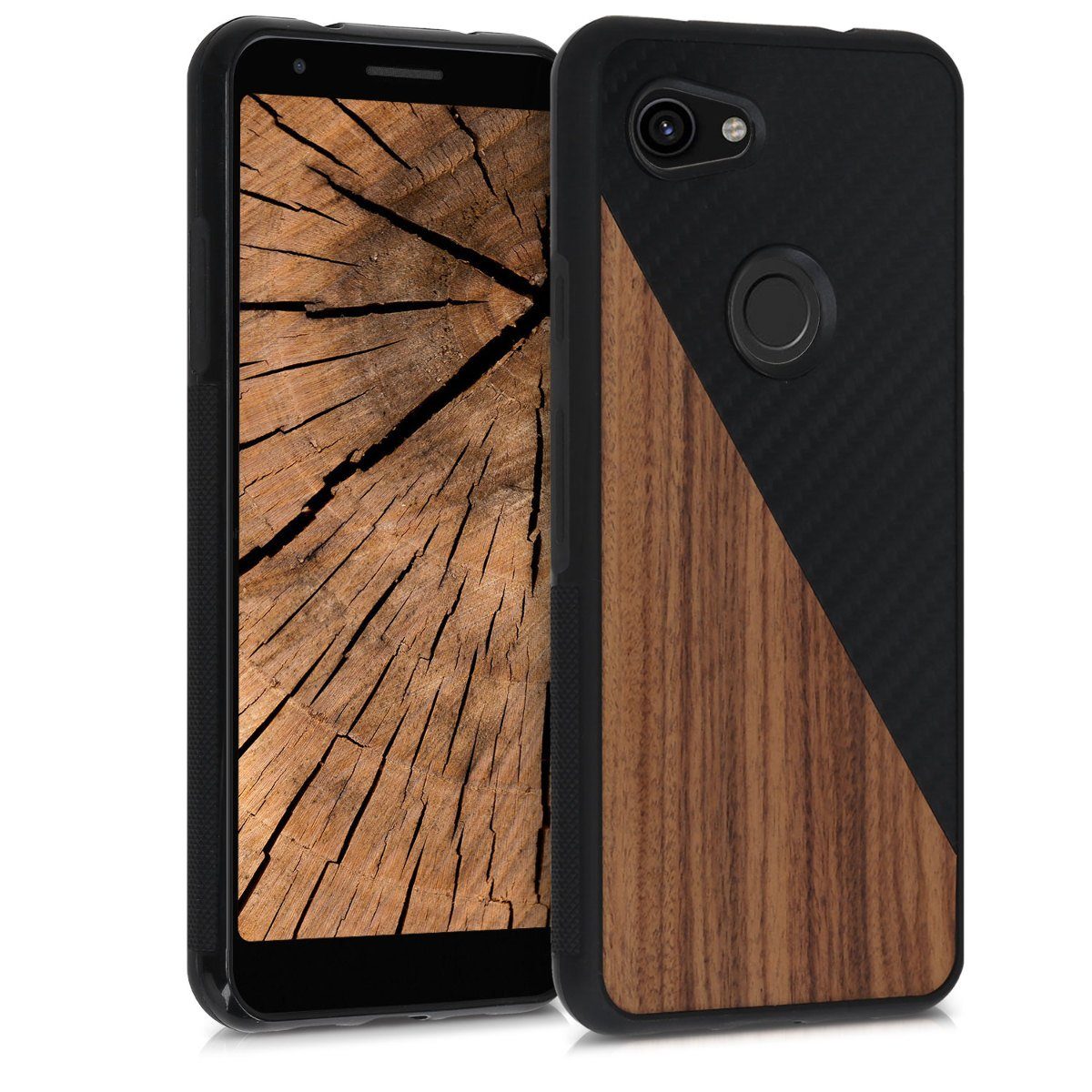 kwmobile Handyhülle, Hülle für Google Pixel 3a - Holz Handy Schutzcase -  Handy Case Schutzhülle - Smartphone Cover