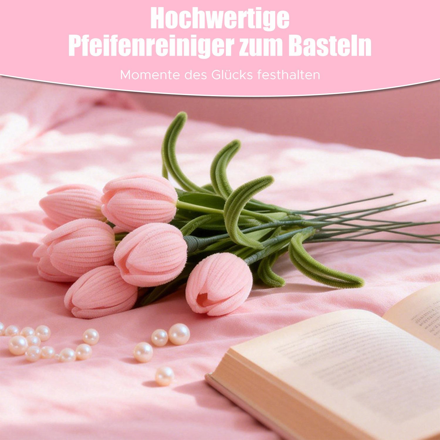 Refttenw Kreativset 400 Stück Pfeifenputzer,Floristenbedar,für DIY-Bastelprojekte