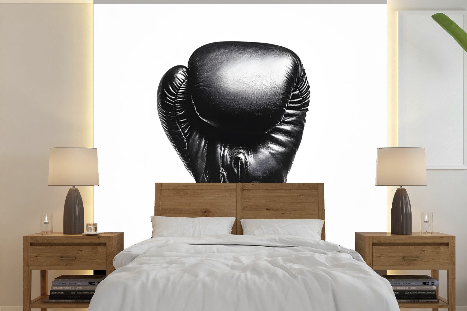 MuchoWow Fototapete Boxhandschuh - Schwarz - Hand, Matt, bedruckt, Vliestapete für Wohnzimmer Schlafzimmer Küche, Fototapete, 220x220 cm