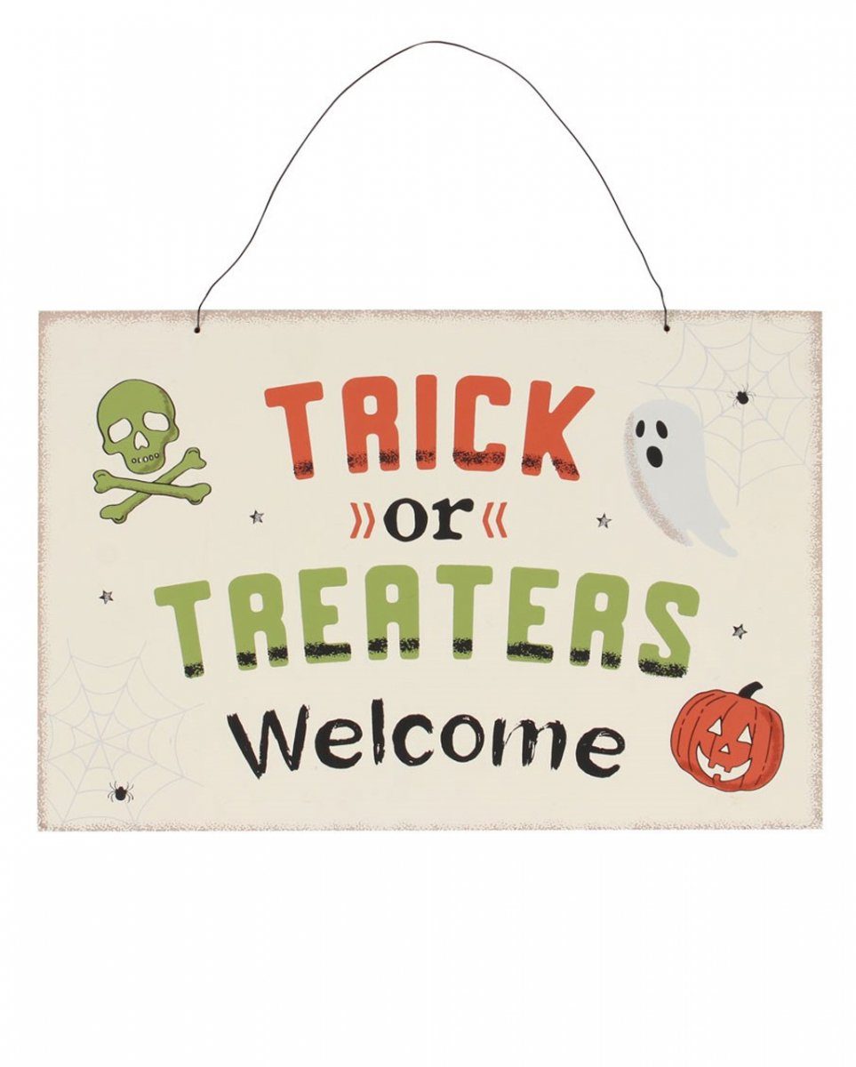 Schild or Hängedekoration ";Trick Horror-Shop Treaters Welcome& Halloween
