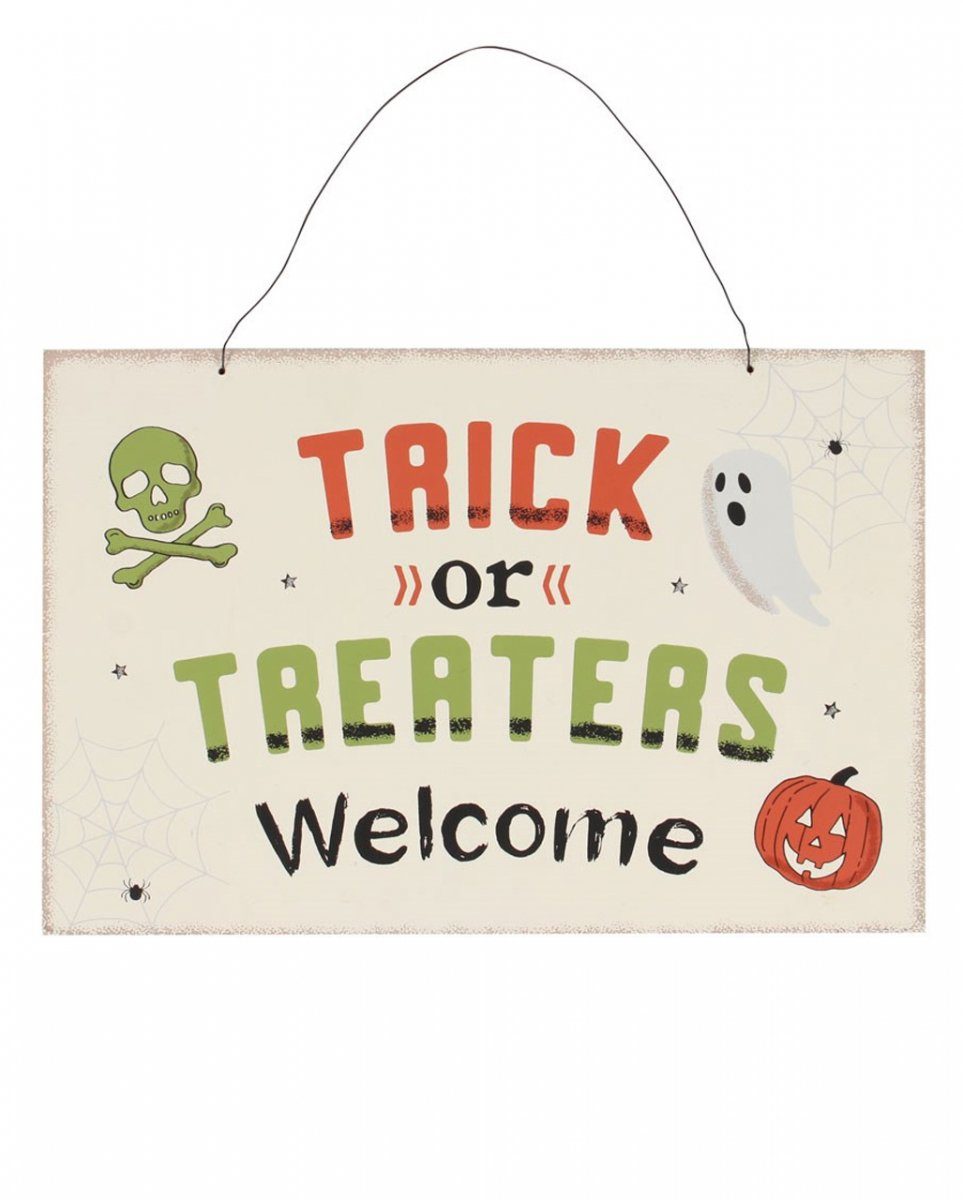 Hängedekoration Halloween Schild ";Trick or Treaters Welcome&