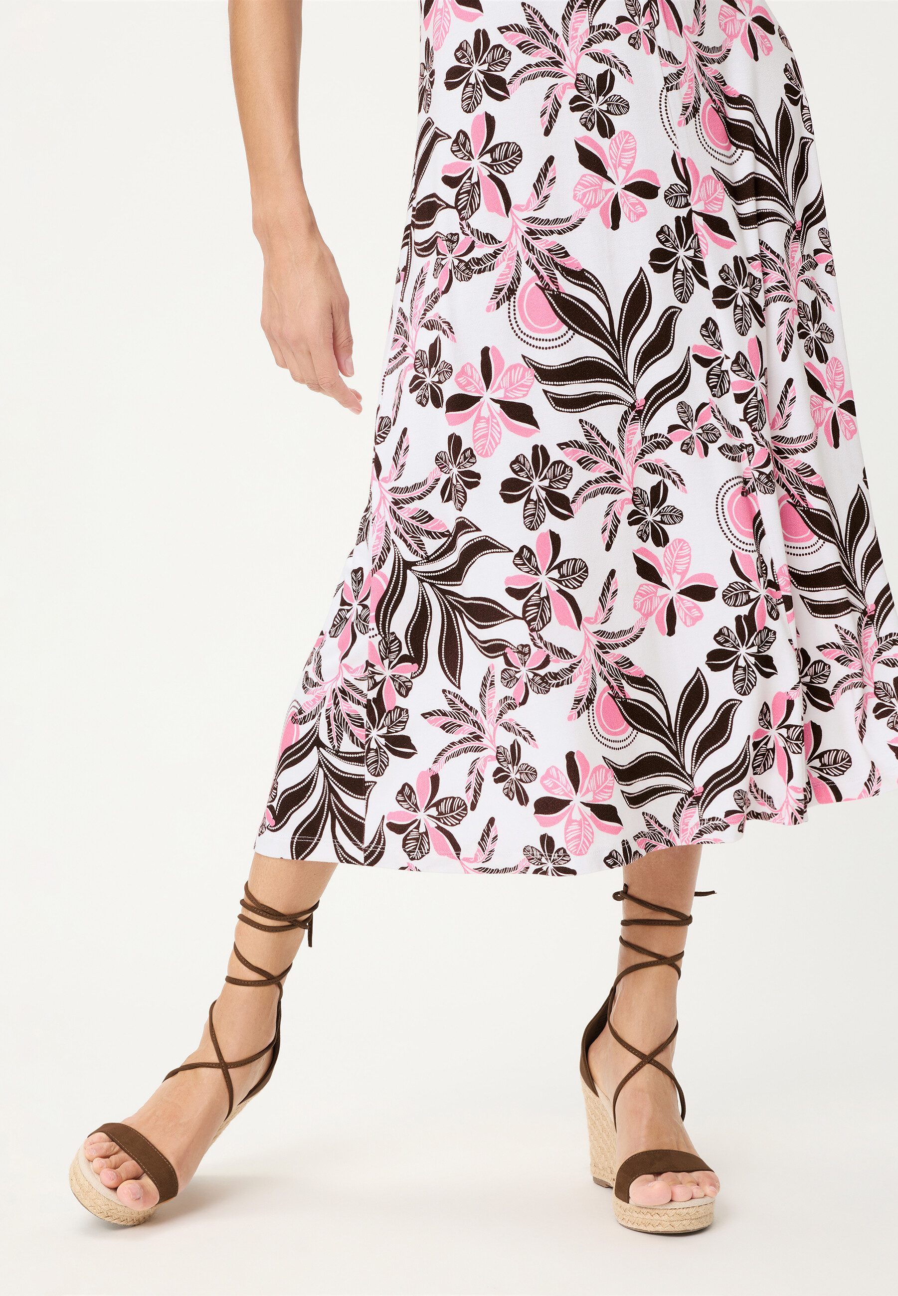 Olsen Midikleid in Wickeloptik mit Allover-Dessin