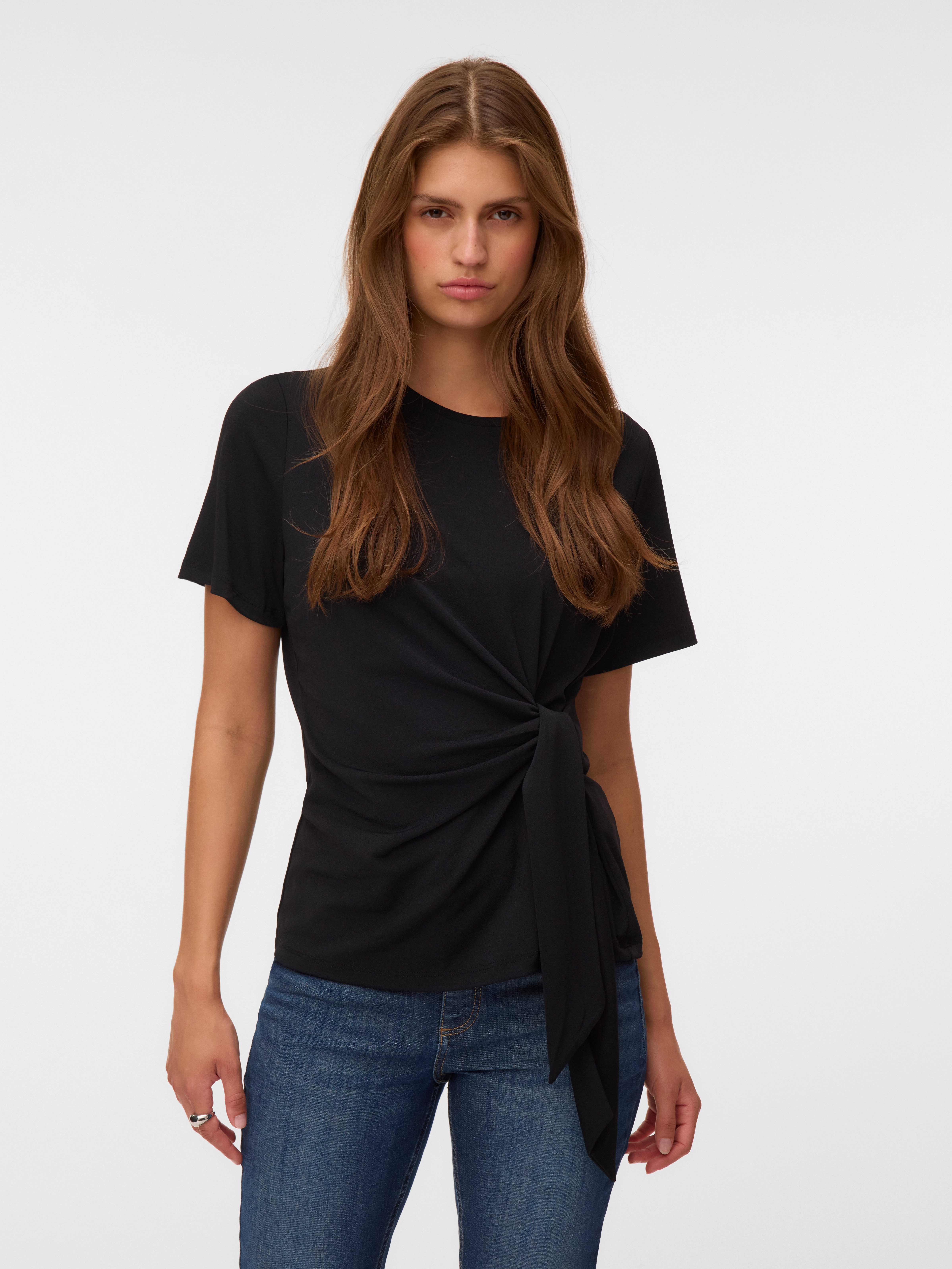 Vero Moda Kurzarmshirt VMJILL SS TOP JRS NOOS Materialmix, regular fit