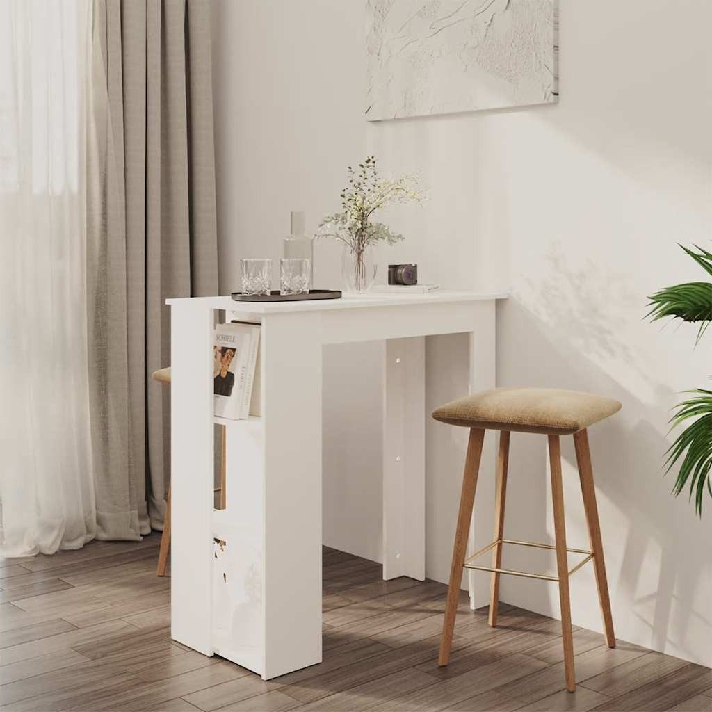 furnicato Bartisch Weißer Stehtisch aus Holzwerkstoff 102 x 50 x 103,5 cm (1-St), Bistrotisch mit drei Ablagen für Küche oder Essbereich, stabil