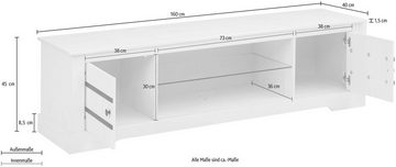 Home affaire Lowboard, aus massivem Kiefernholz, mit einem festen Glasboden, Breite 160 cm