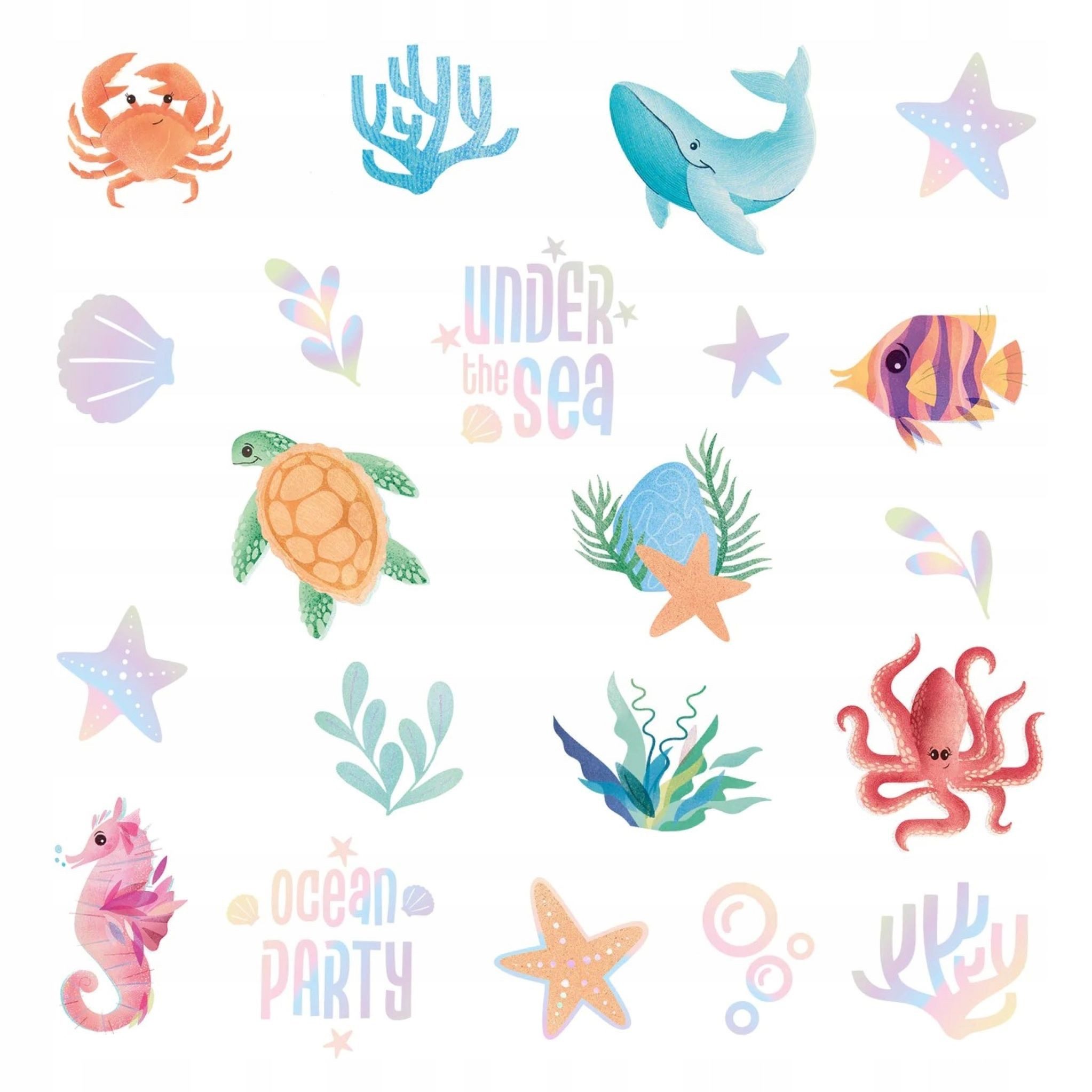 Kindertattoo Abwaschbare Tattoos Meereswelt: Meerjungfrauen, Tiere, 21 Stk.