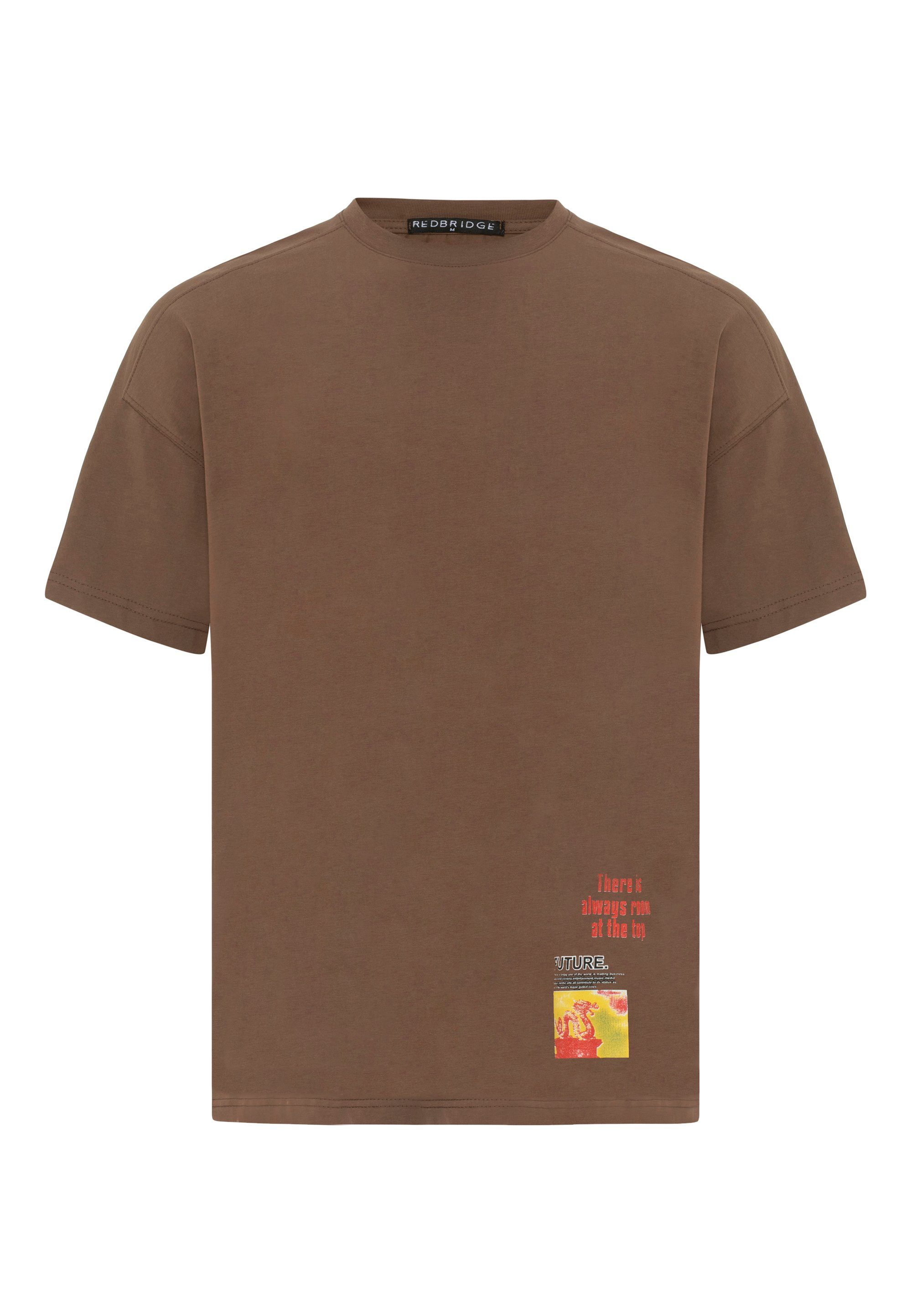 Rückenprint braun großem Halesowen T-Shirt RedBridge mit
