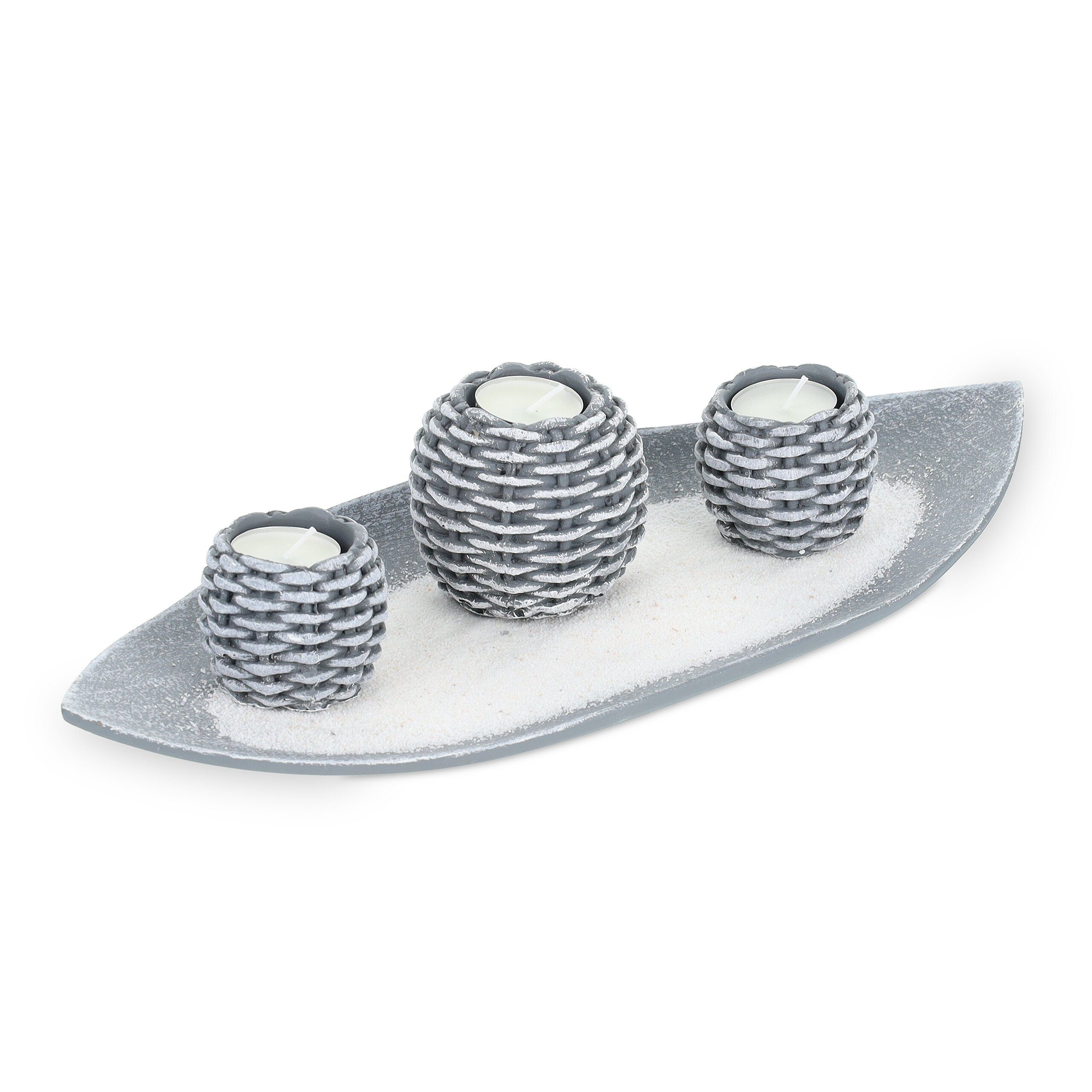 relaxdays Teelichthalter mit Tablett Kerzen Deko
