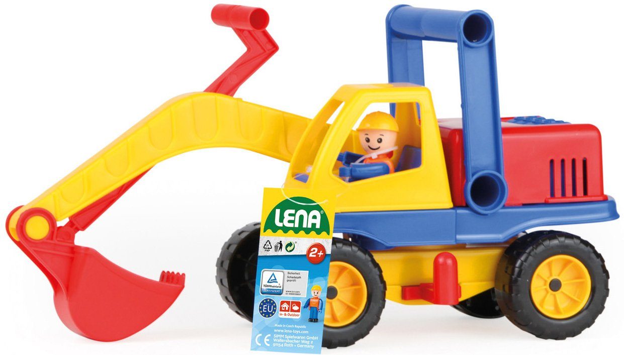 Lena® Spielzeug-Bagger Aktive, mit beweglichem Baggerarm und verstellbarem Fahrgestell