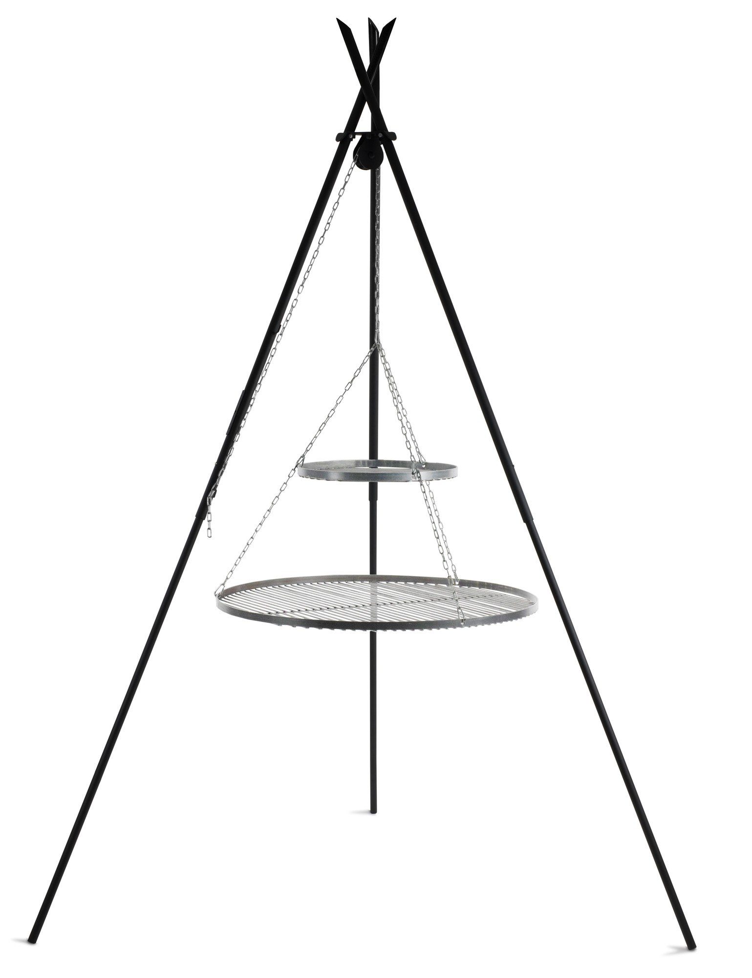 Feuerstelle Premium Schwenkgrill „TIPI“ 210 cm - Doppelrost au