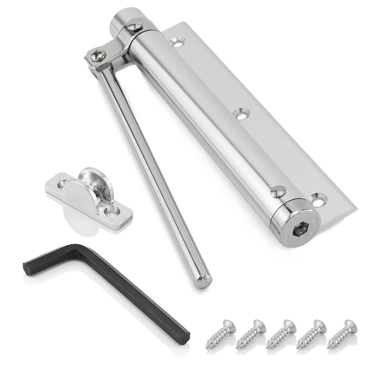 MidGard Türschließer aus Aluminium Türfeder Stangentürschließer einstellbar Montagezubehör, (1-tlg)