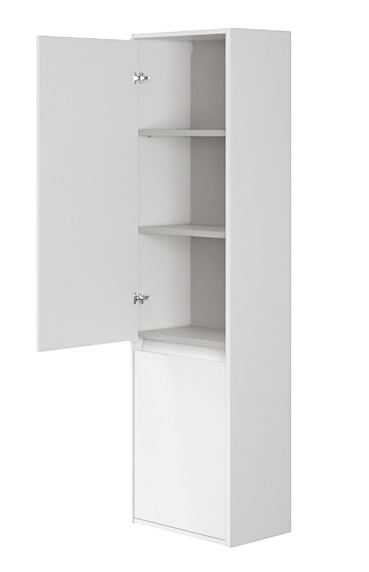 CREA & 140x40x25, Keramikwaschbecken Hochschrank mit KOLMAN mit 50 Badmöbel-Set (Weiß), Waschbecken-Unterschrank Schubladen