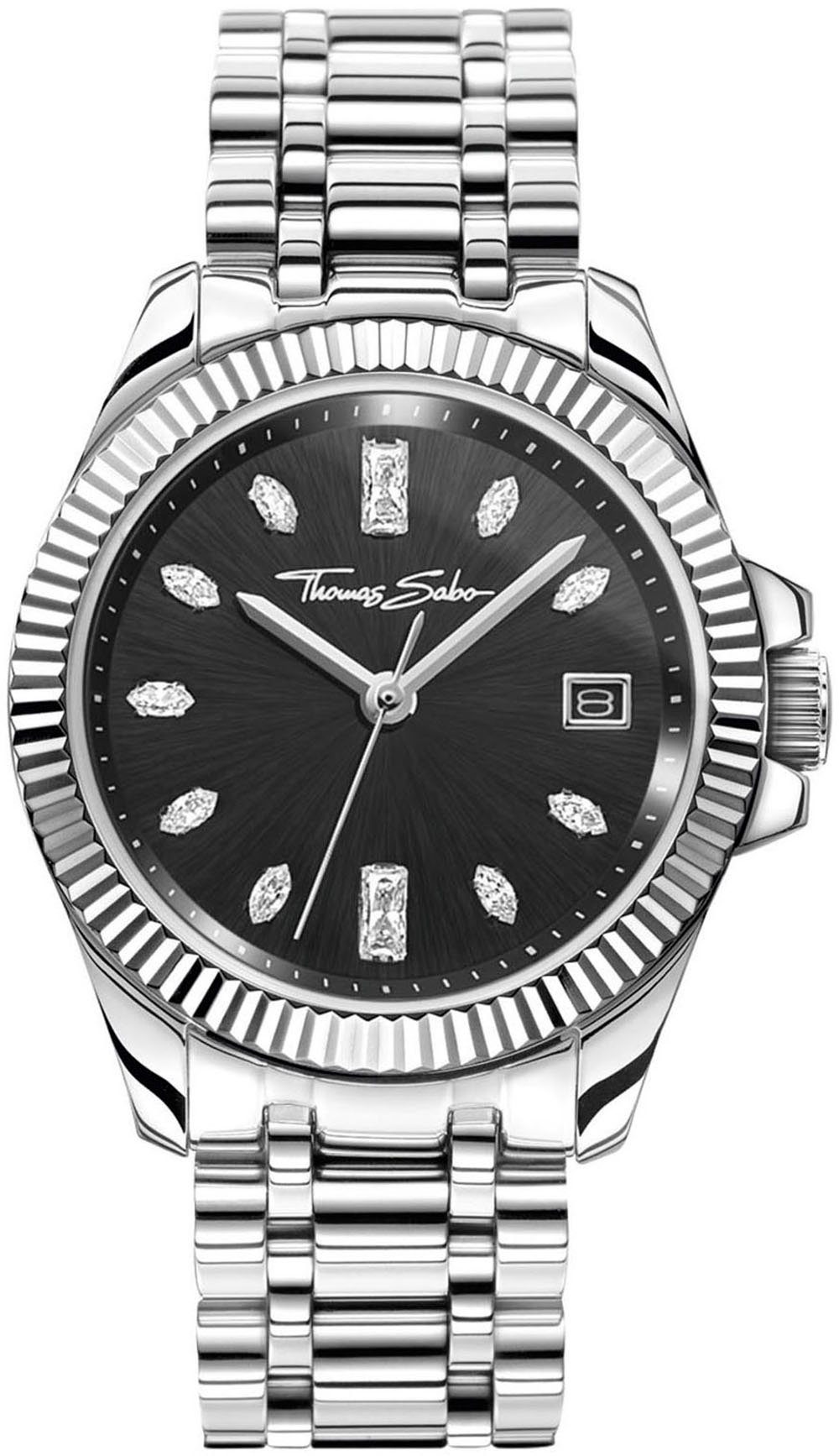 THOMAS SABO Quarzuhr DIVINE WA0406-201-203-33 MM, Armbanduhr, Damenuhr, Datum, Mineralglas mit Saphirbeschichtung