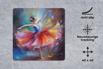 MuchoWow Gaming Mauspad Malerei - Ölfarbe - Tanz - Ballerina (1-St), Mousepad mit Rutschfester Unterseite, Gaming, 40x40 cm, XXL, Großes