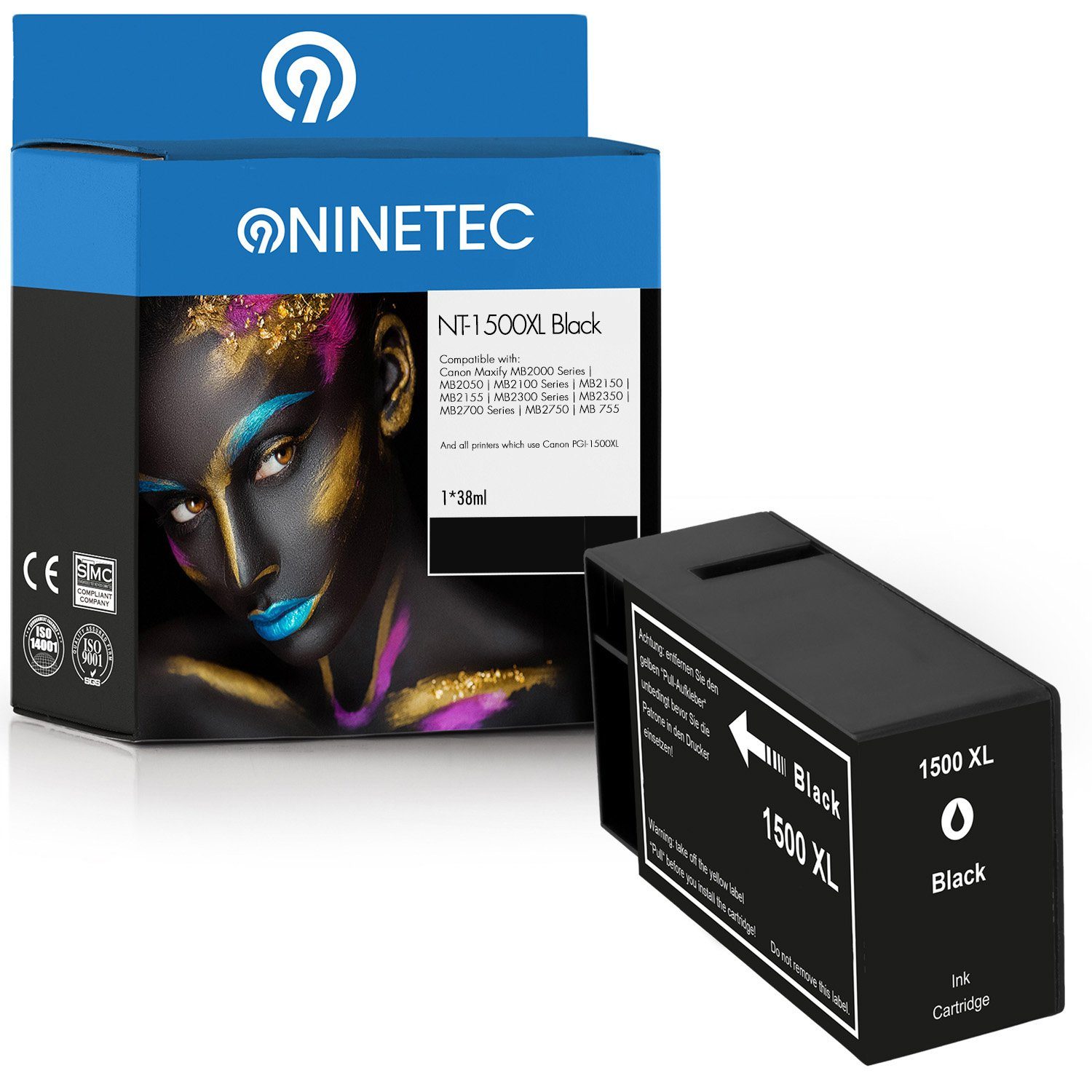 NINETEC ersetzt Canon PGI-1500 PGI1500 Black Tintenpatrone