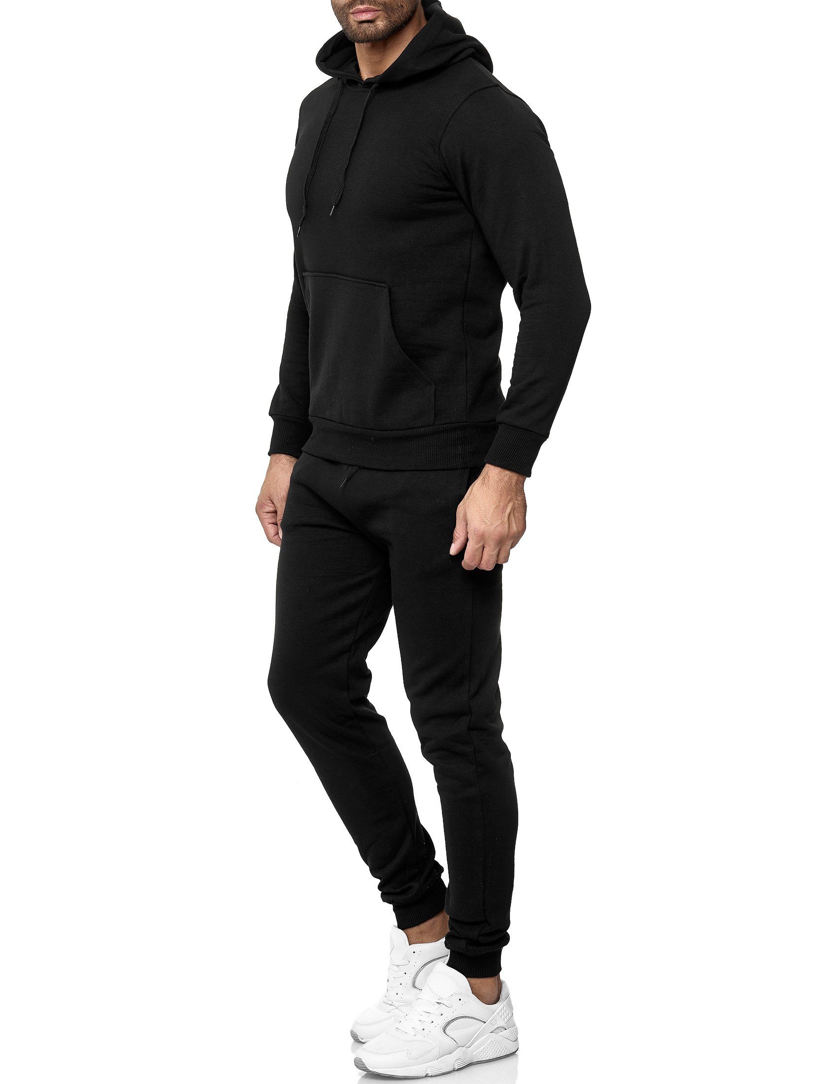 Baxboy Jogginghose BAXBOY Herren Uni Colour Jogging Anzug Sportanzug Sporthose Hoodie Schwarz