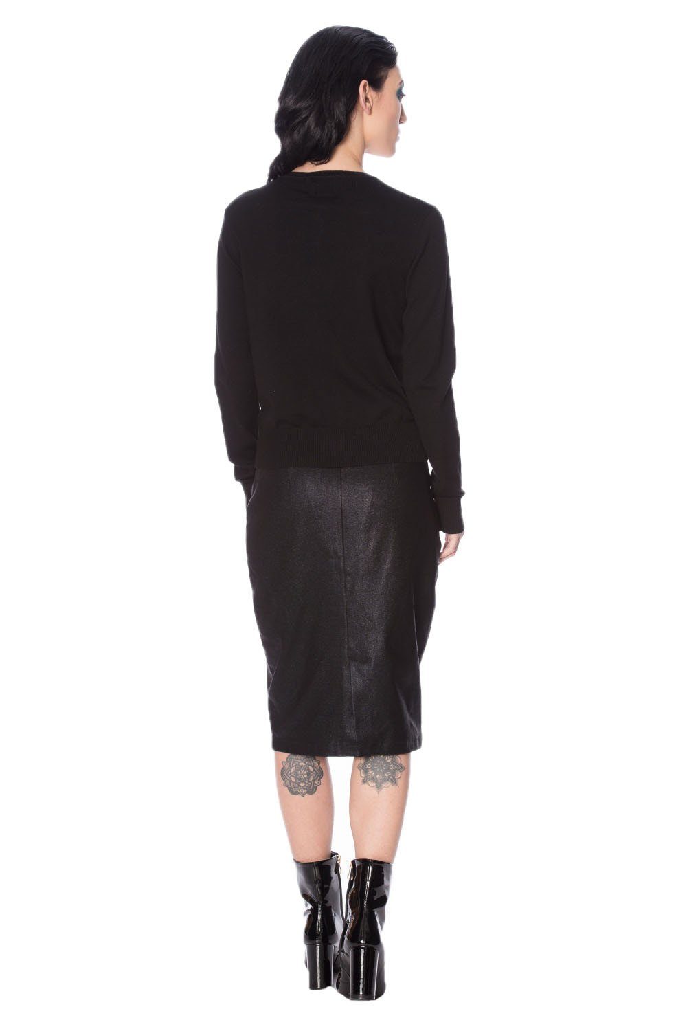 Banned Strickjacke Gothic Lace Bats Bestickte Fledermäuse Cardigan