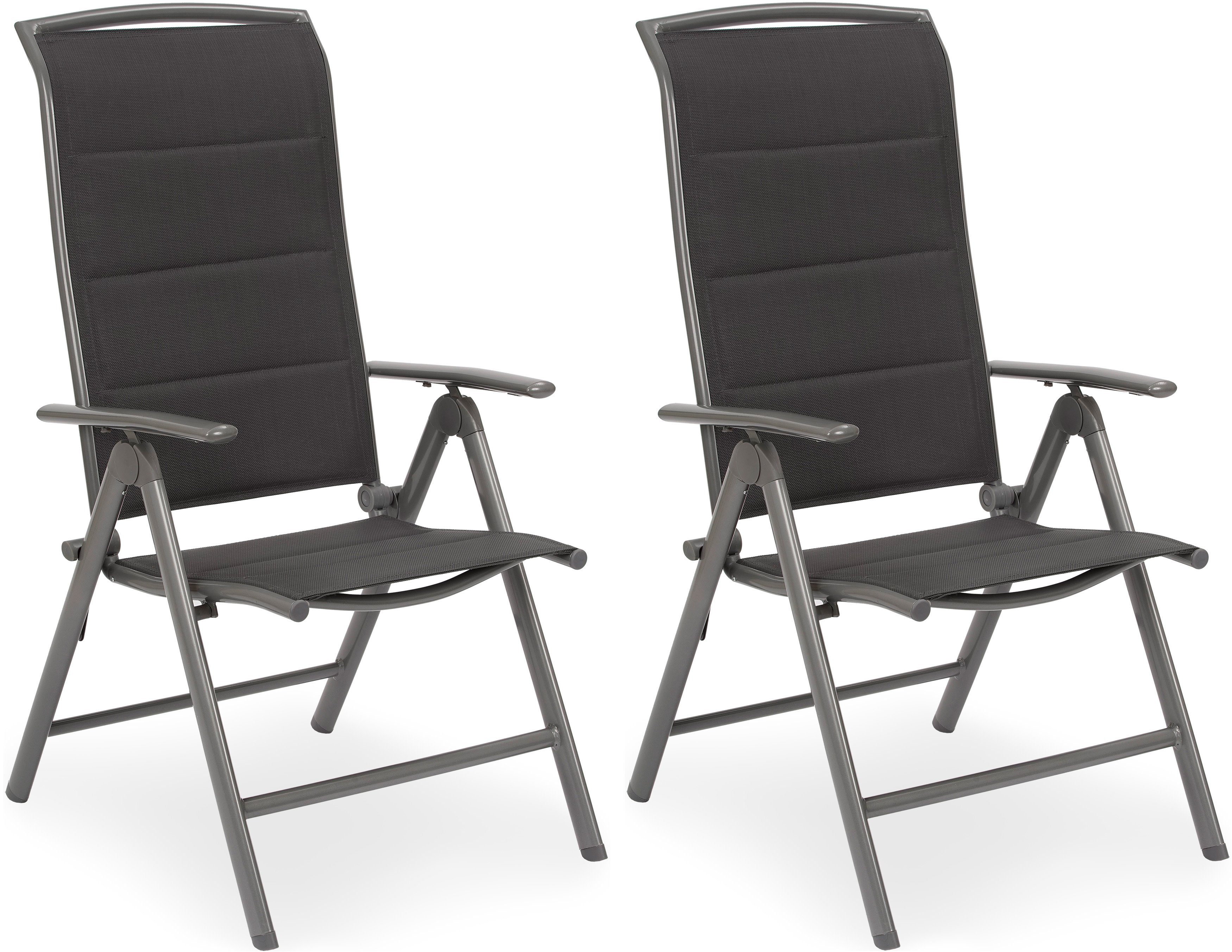 BRUBAKER Gartenstuhl Milano - Gepolsterter Klappstuhl aus Aluminium - Balkonstuhl (Outdoor Campingstuhl für Garten und Balkon - Wetterfest, 2 St), Hochlehner Campingstuhl mit 8-fach verstellbarer Rückenlehne