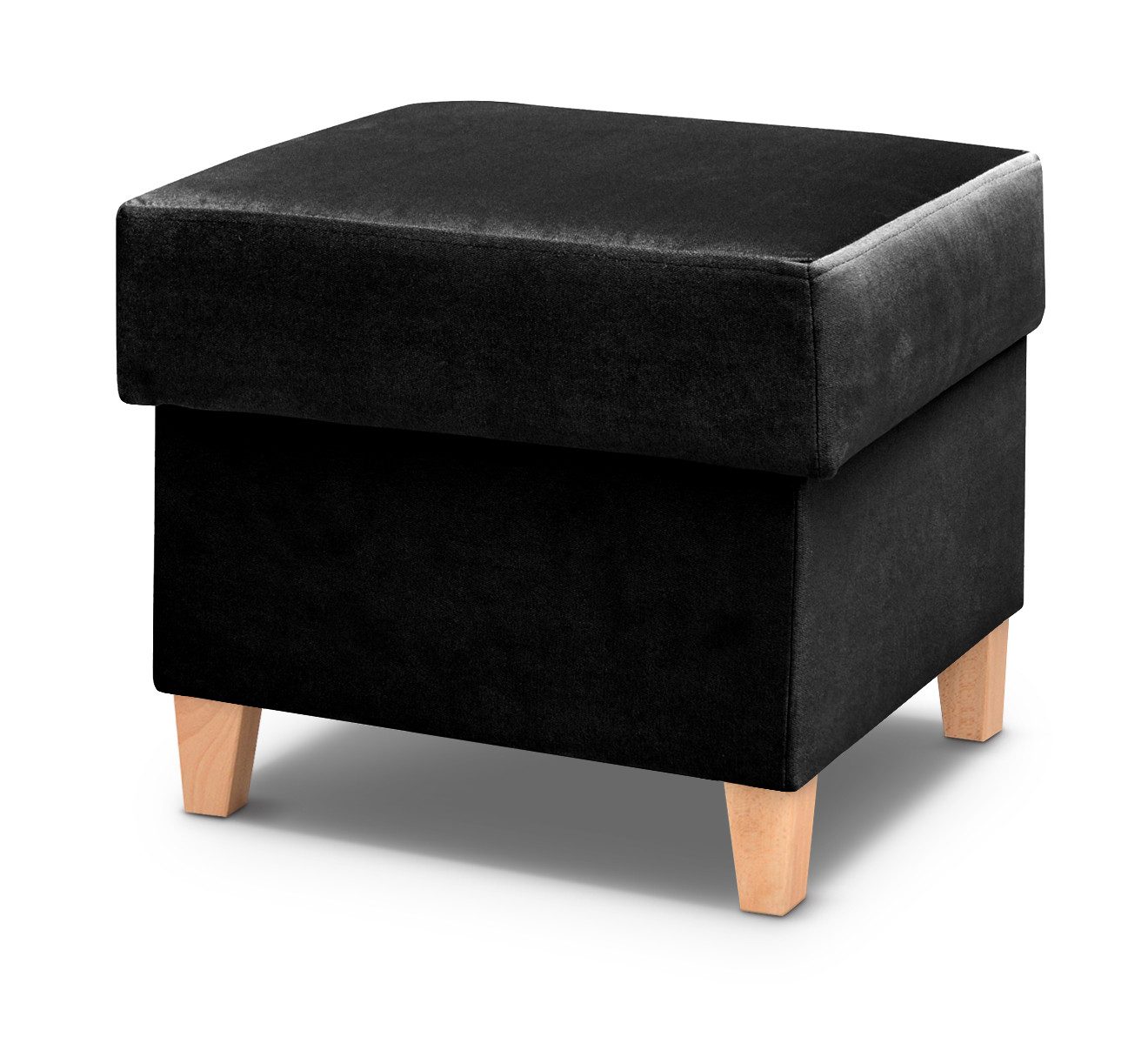Beautysofa Hocker TANGO mit Stauraum (Moderner Hocker, mit Holzbeinen), Kompakter Fußhocker aus Velours