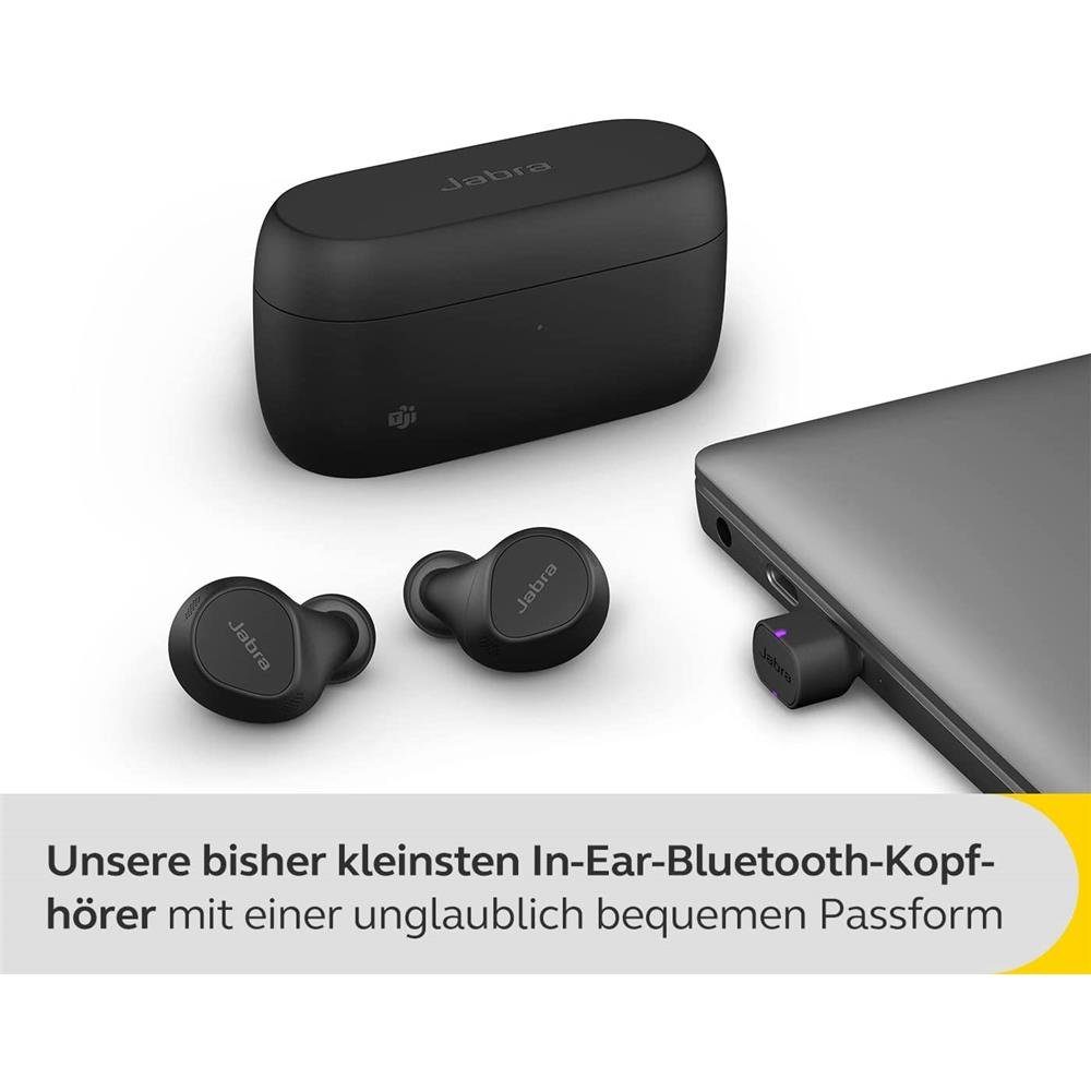 wireless In-Ear-Kopfhörer (True Schwarz) Buds aktiver mit Evolve2 mit Wireless-Charging-Pad, IP57, MultiSensor Geräuschunterdrückung ANC, Wireless Voice-Technologie, Bluetooth, Jabra