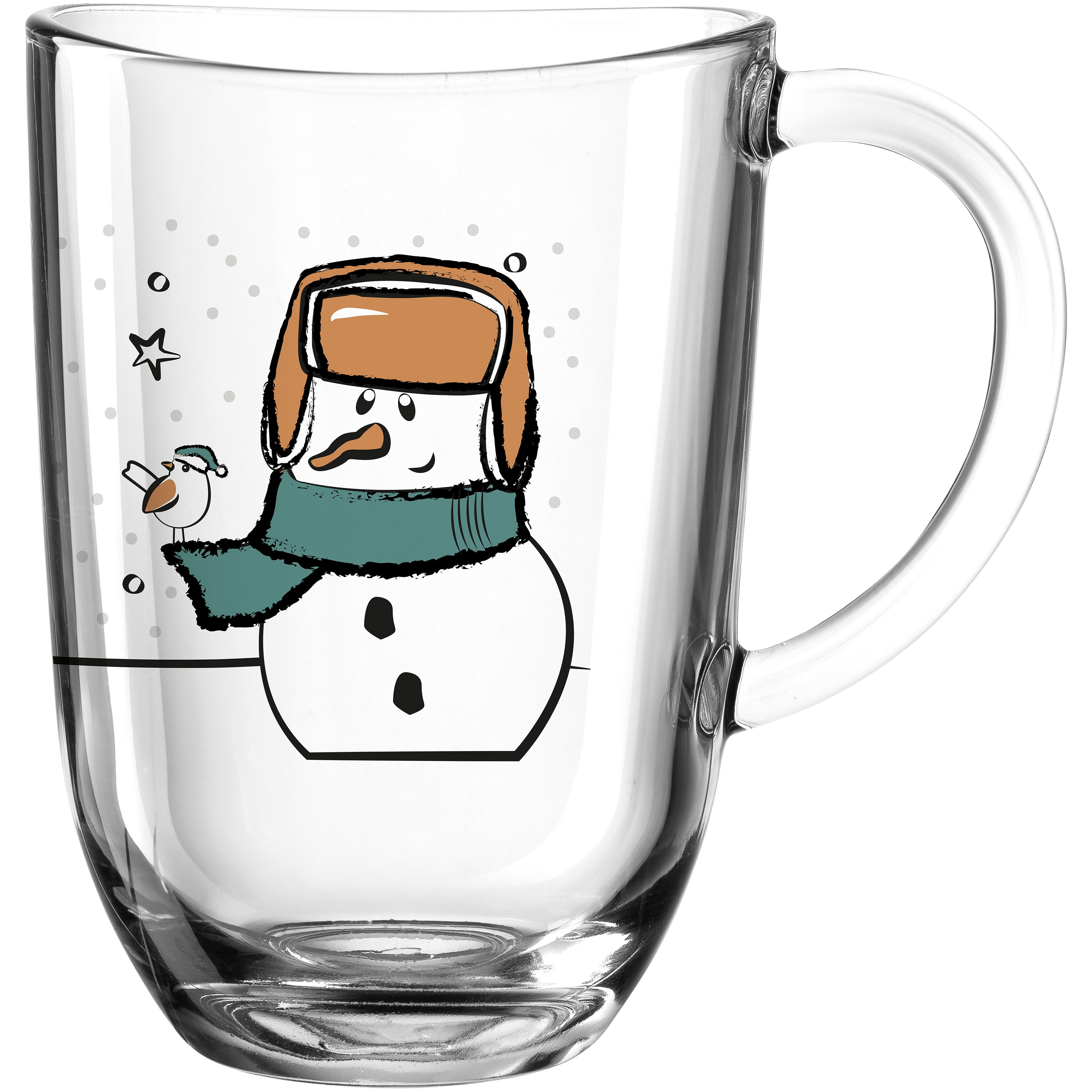 LEONARDO Tasse SILENZIO mit Motiv, Glas, Schneemann, 380ml