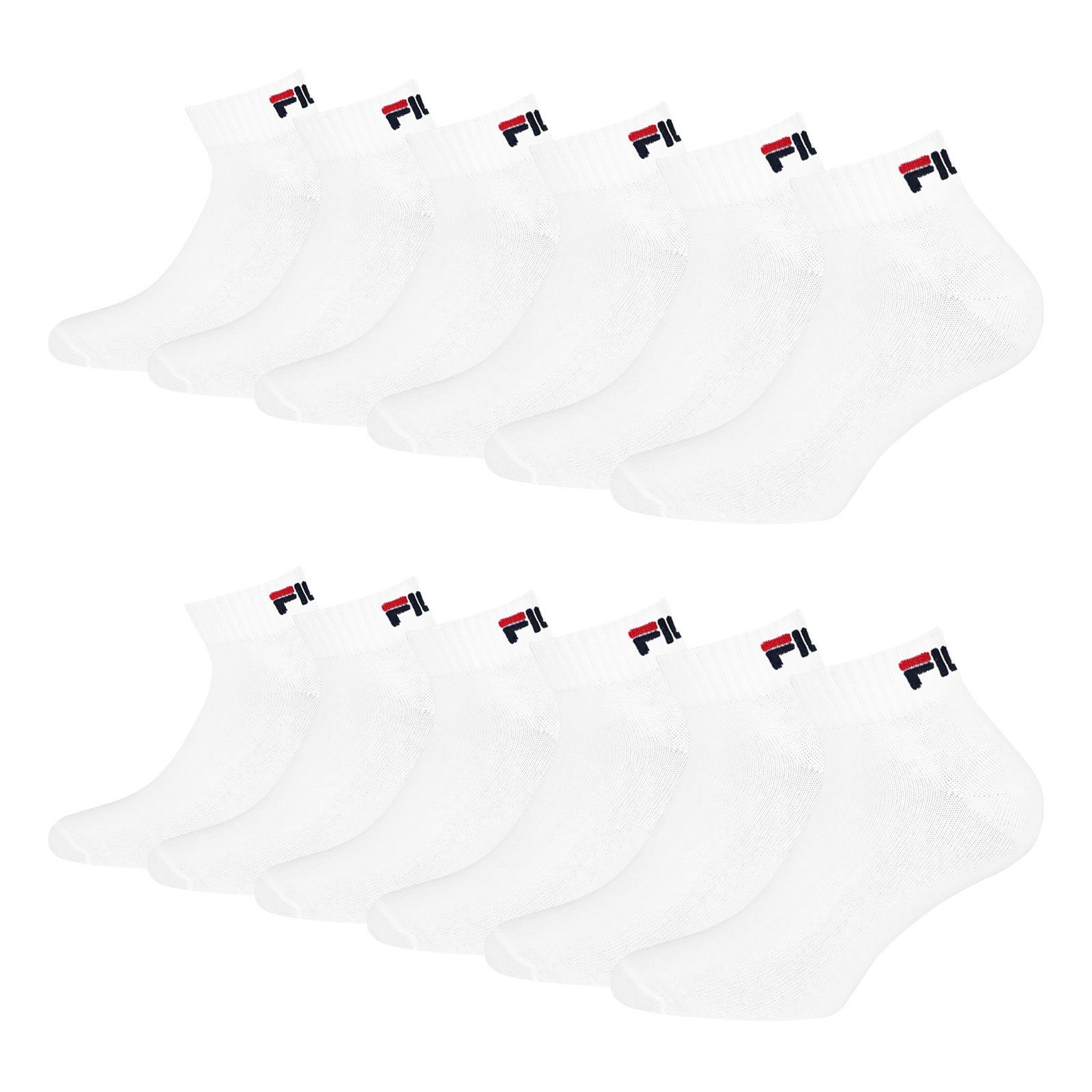 white (6-Paar) 300 Quarter weichem Rippbündchen mit Sportsocken Socken Fila