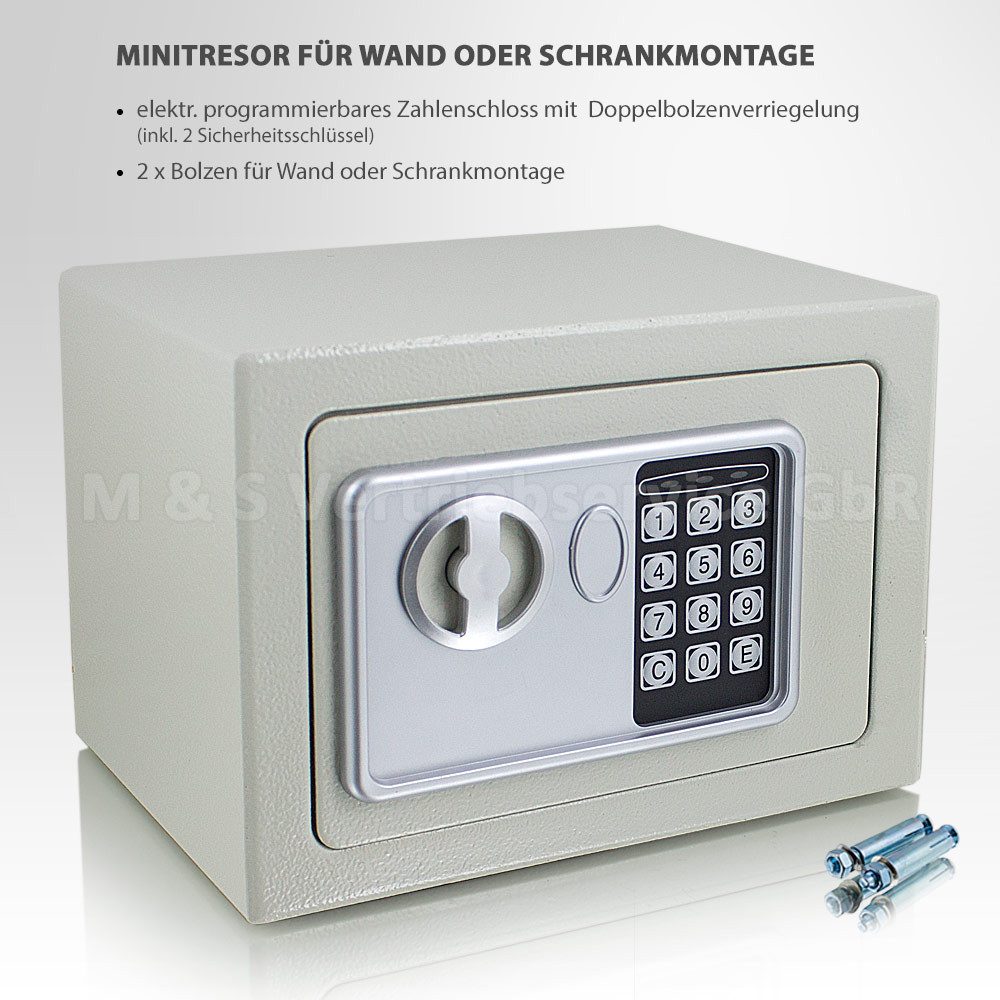 Bituxx Wandtresor Minisafe elektronisch Lichtgrau (MS-12361) – Bild 4 von 5