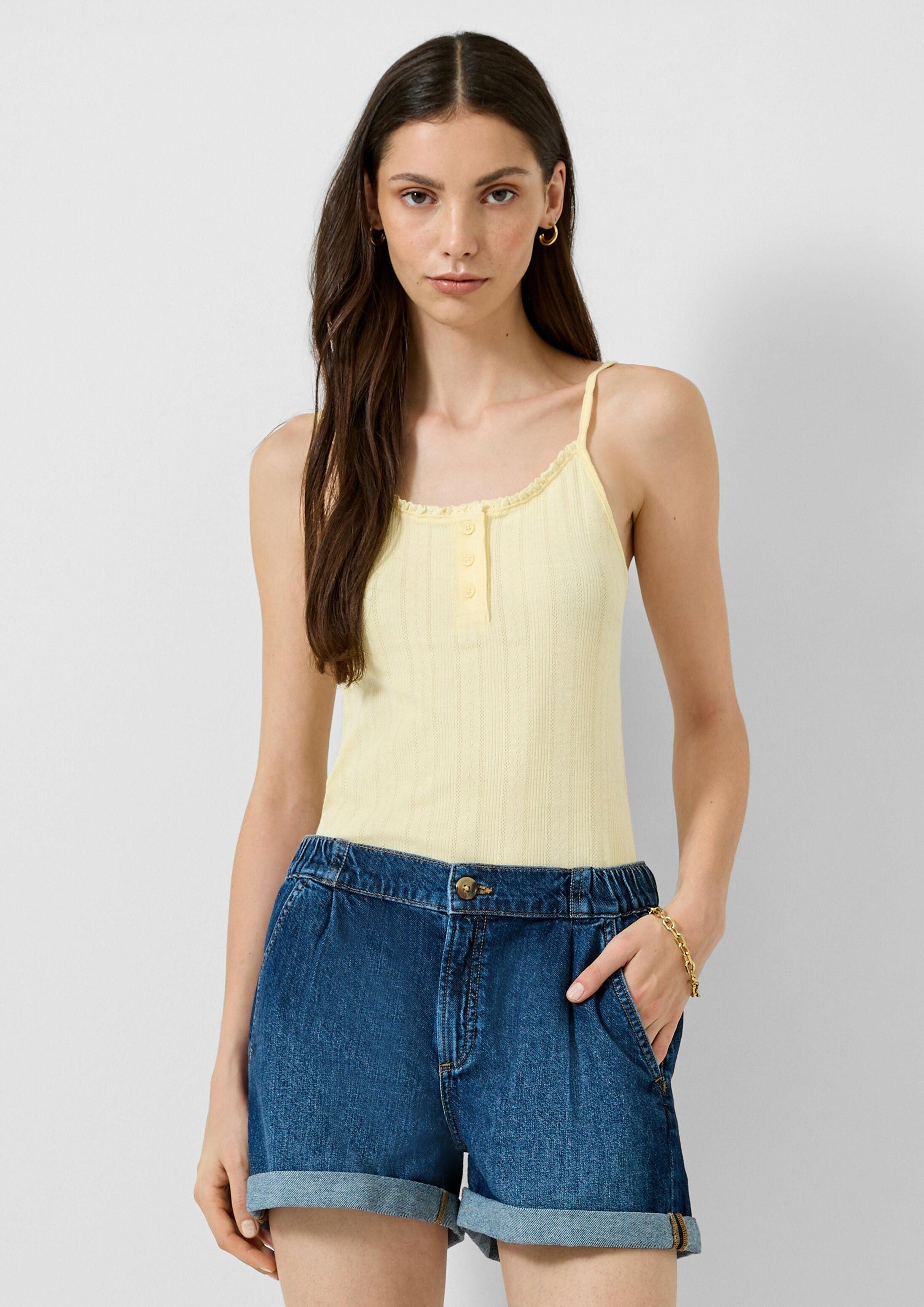 QS Muskelshirt T-Shirt Spaghettitop mit Ajourmuster