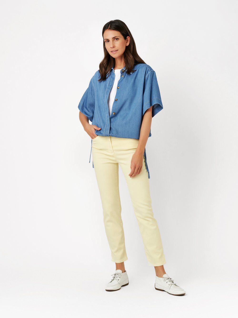 TONI Slim-fit-Jeans Be Loved 7/8 mit kleinen Saum-Schnallen