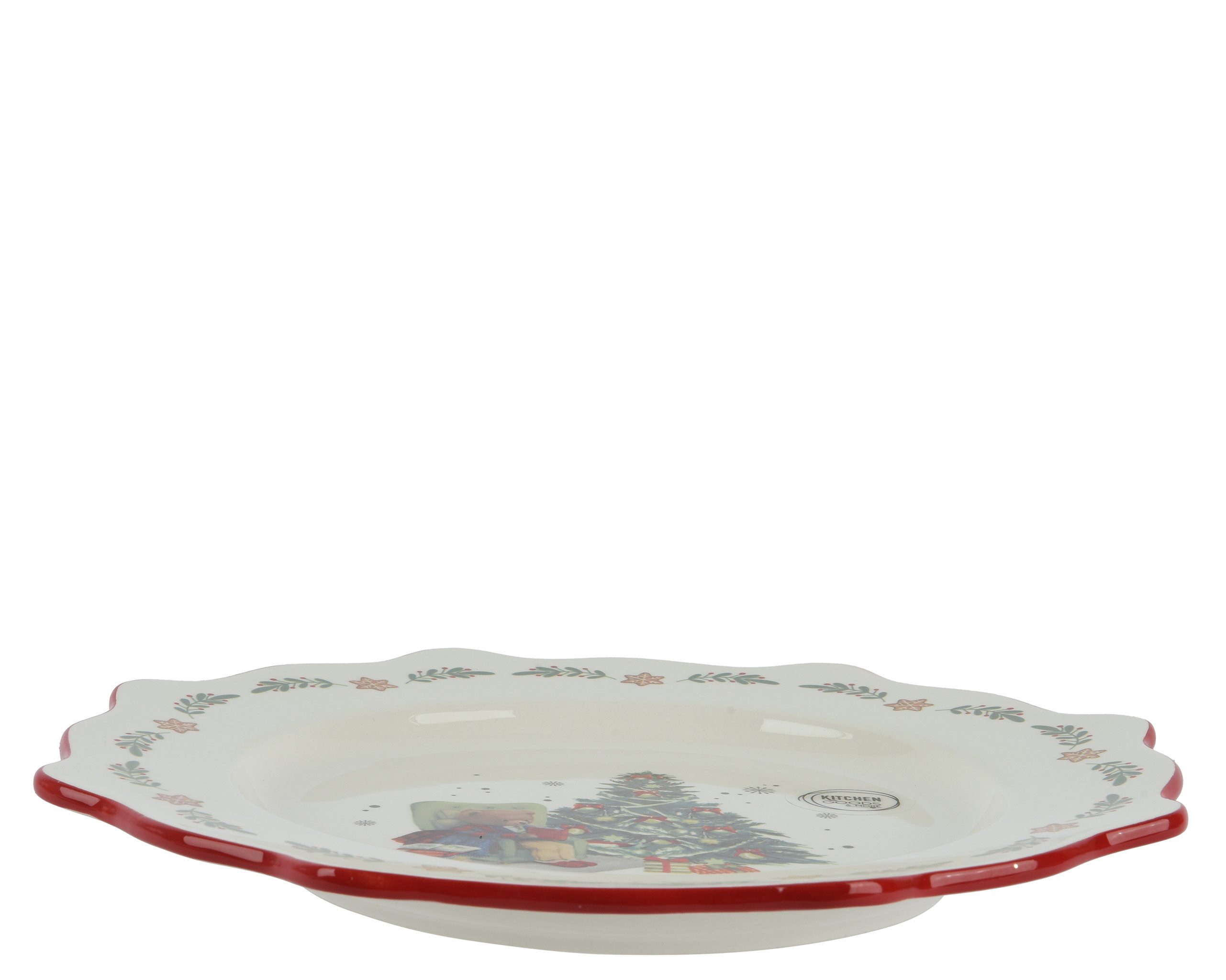 Kaemingk Frühstücksteller, Frühstücksteller 20cm Keramik mit Weihnachtsbaum Motiv Weiß