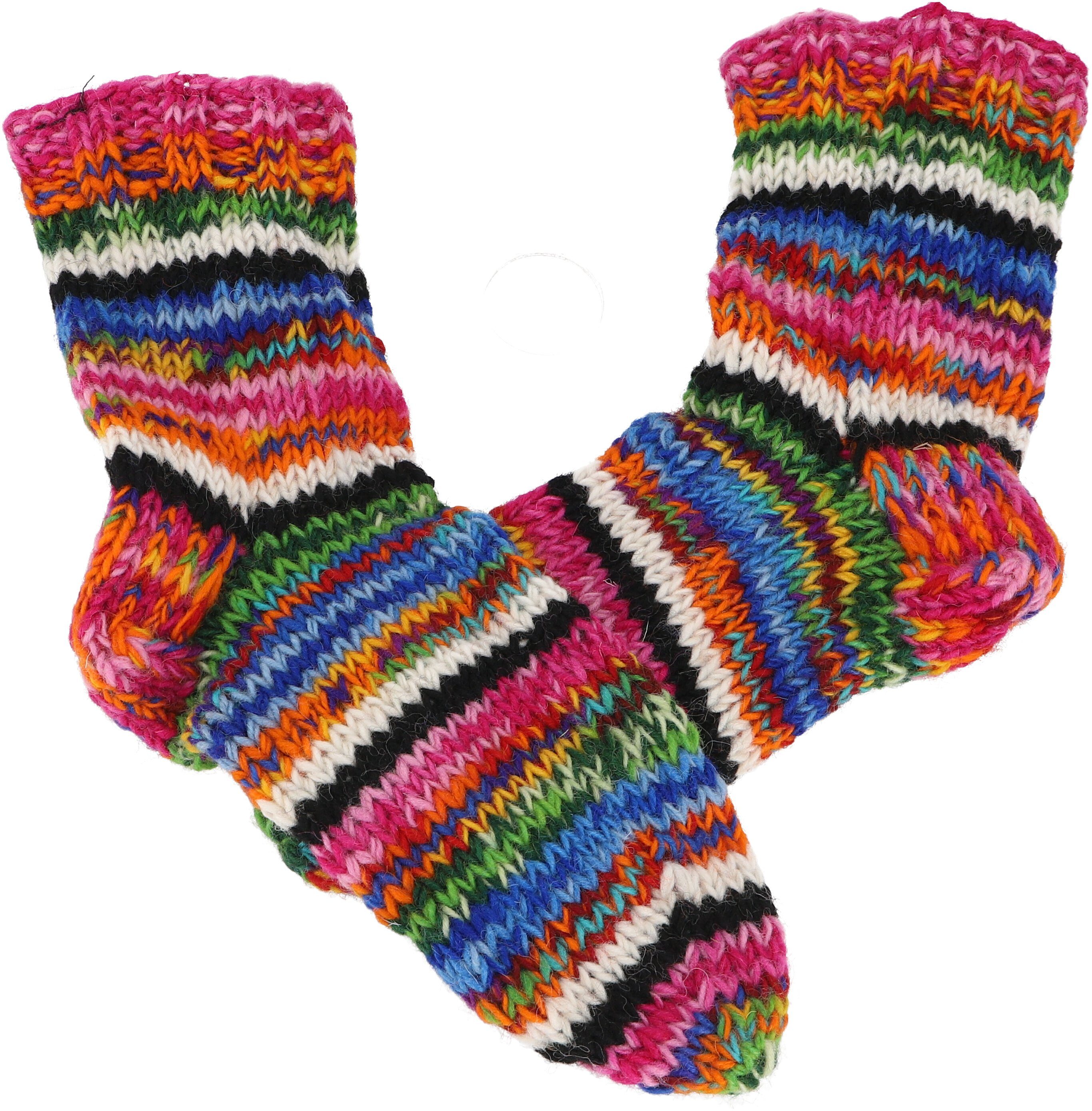 Guru-Shop Haussocken Handgestrickte gefütterte Schafwollsocken,.. günstig online kaufen