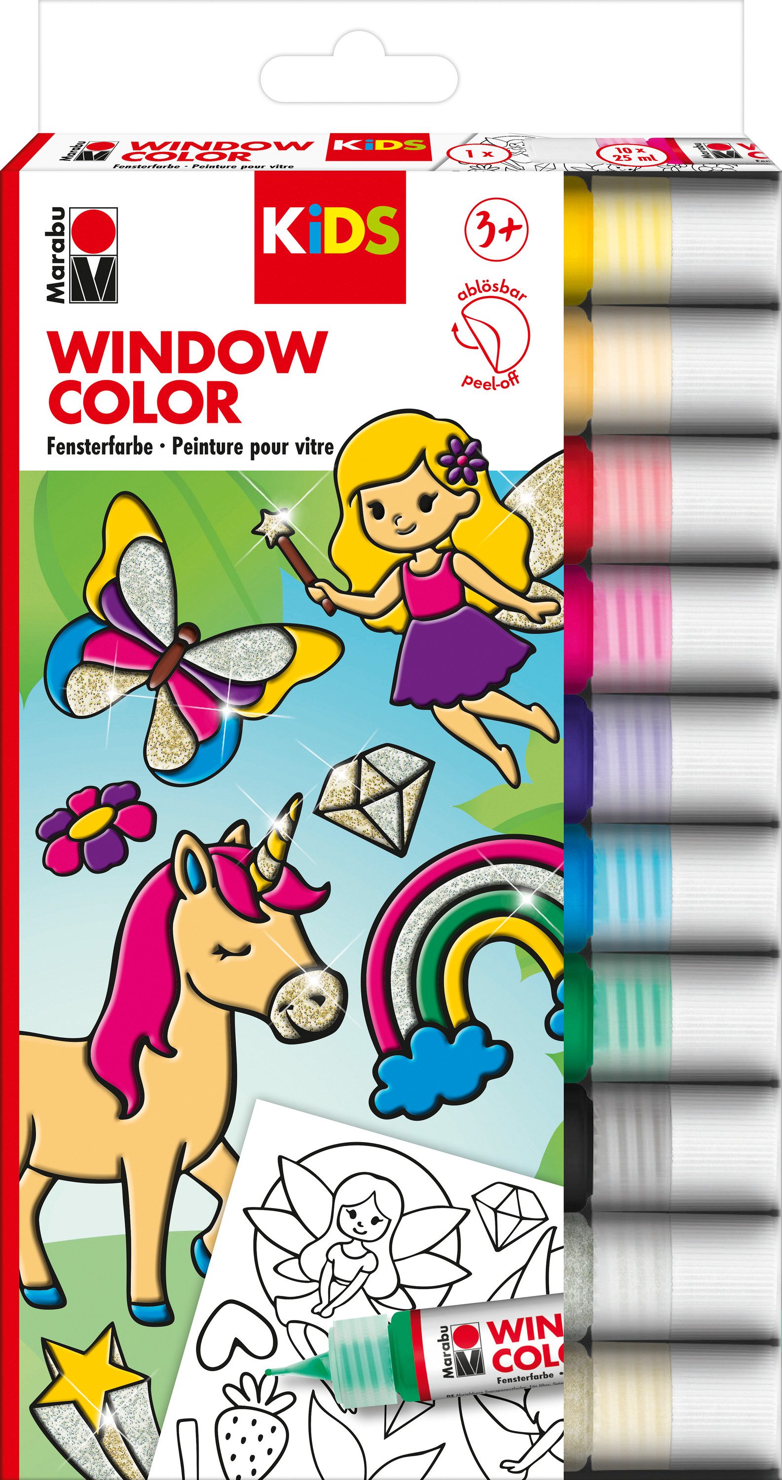 Marabu Bastelband Window Color Glitzerfee, 10 x 25 ml