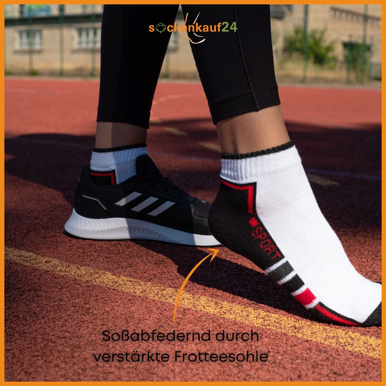 sockenkauf24 Sneakersocken Sportsocken Damen SPORT Baumwolle (6-Paar, mit WP 12 - Herren Frotteesohle Socken 6 43-46) & 16215/20 oder Paar