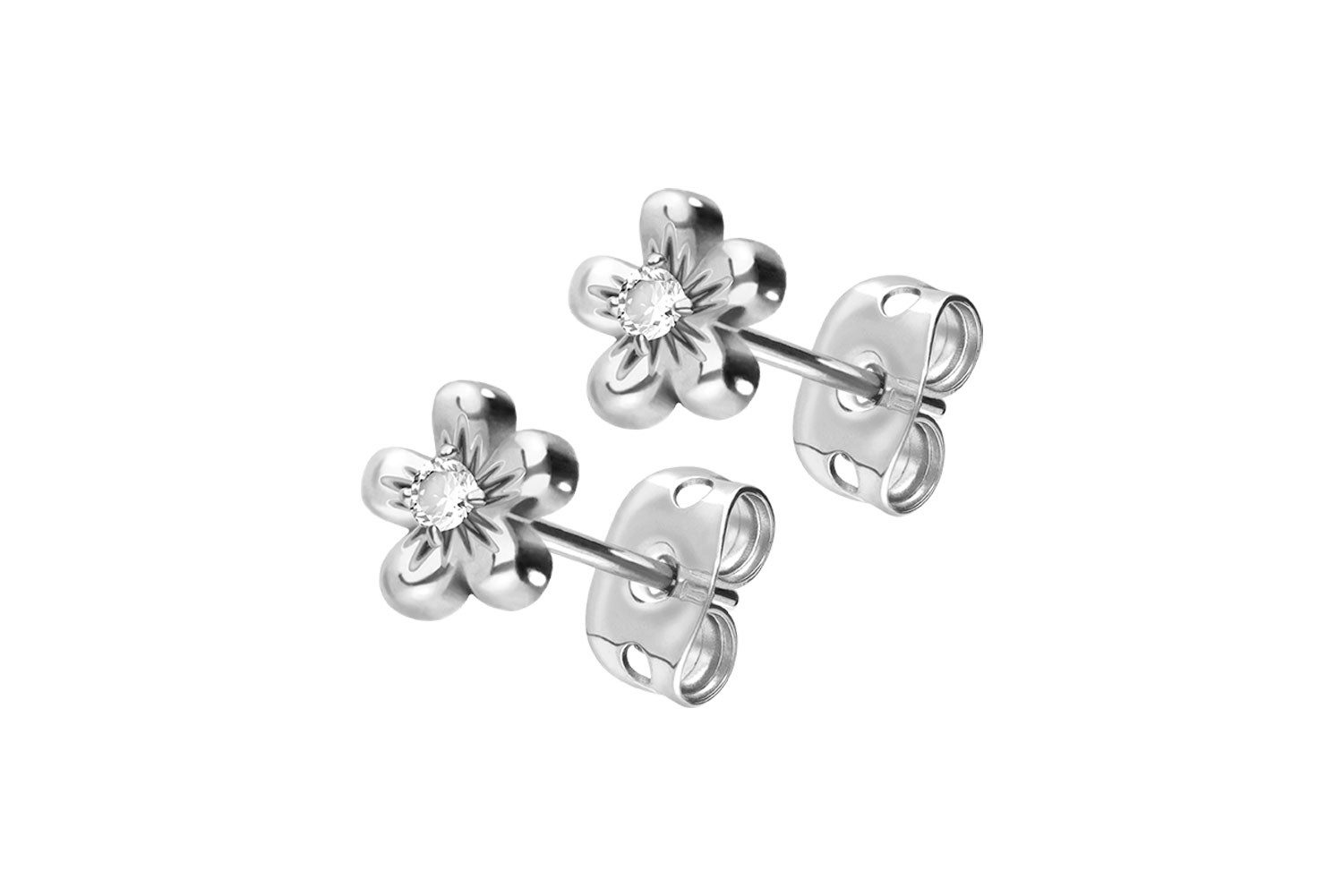 Paar Ohrstecker Chirurgenstahl Ohrstecker BLUME + KRISTALL