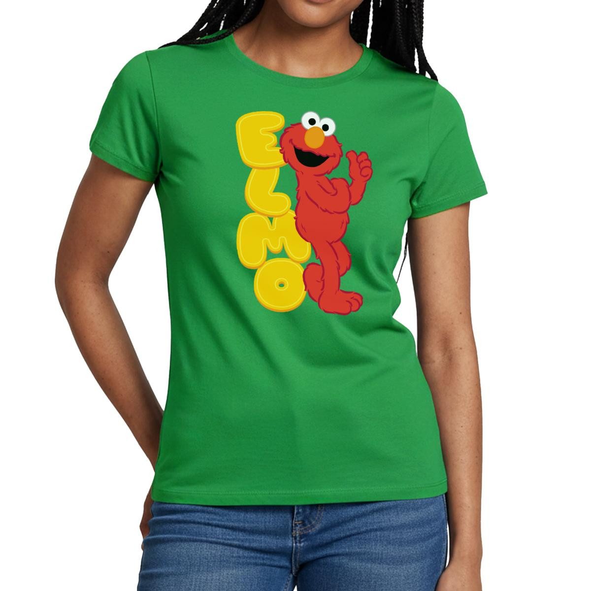 Spreadshirt T-Shirt Sesamstraße Elmo Mit Schriftzug Frauen T-Shirt (1-tlg)