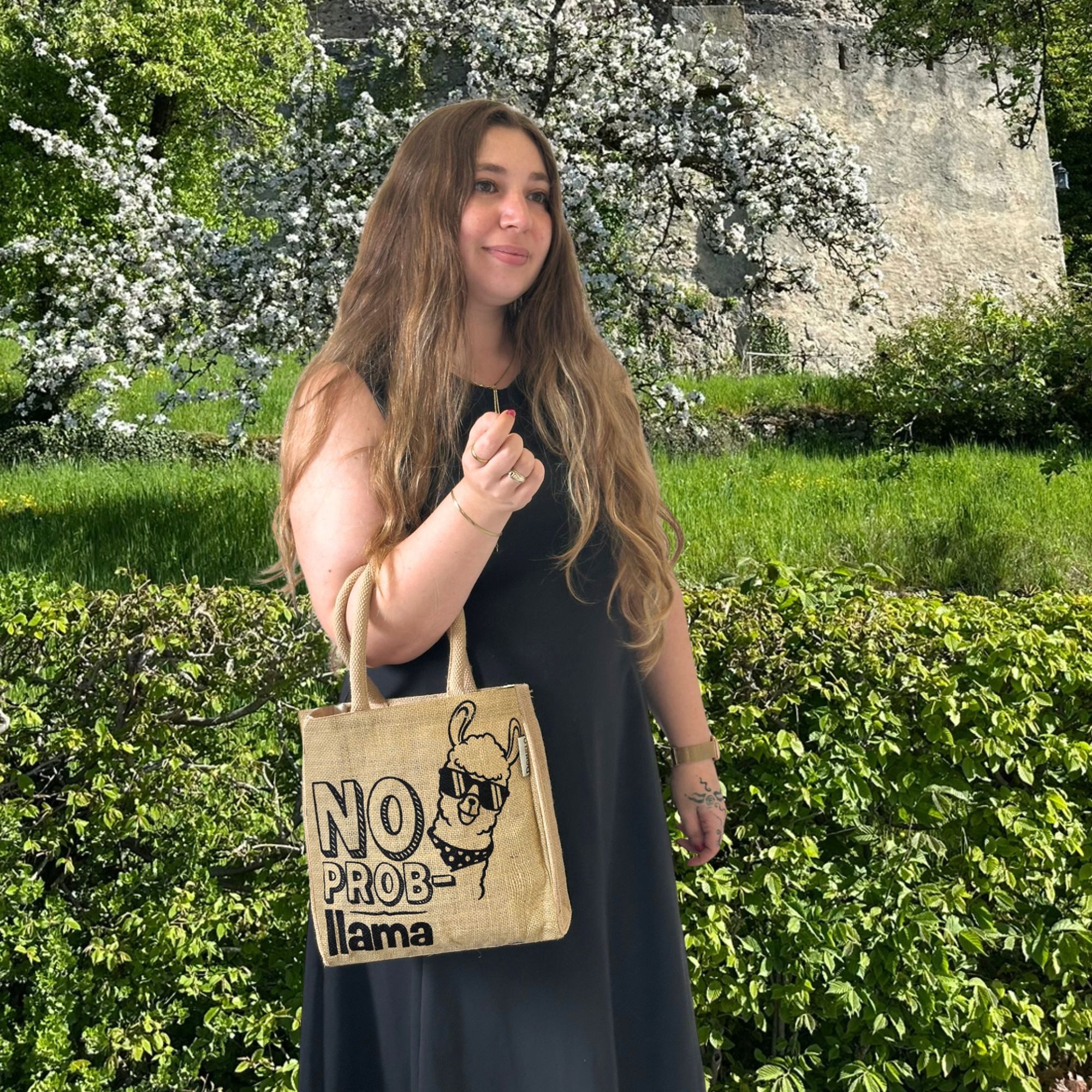 Domelo Handtasche Domelo Jute Handtasche kleine Jutetasche vegane mini Einkaufskorb, Deutsch Designer