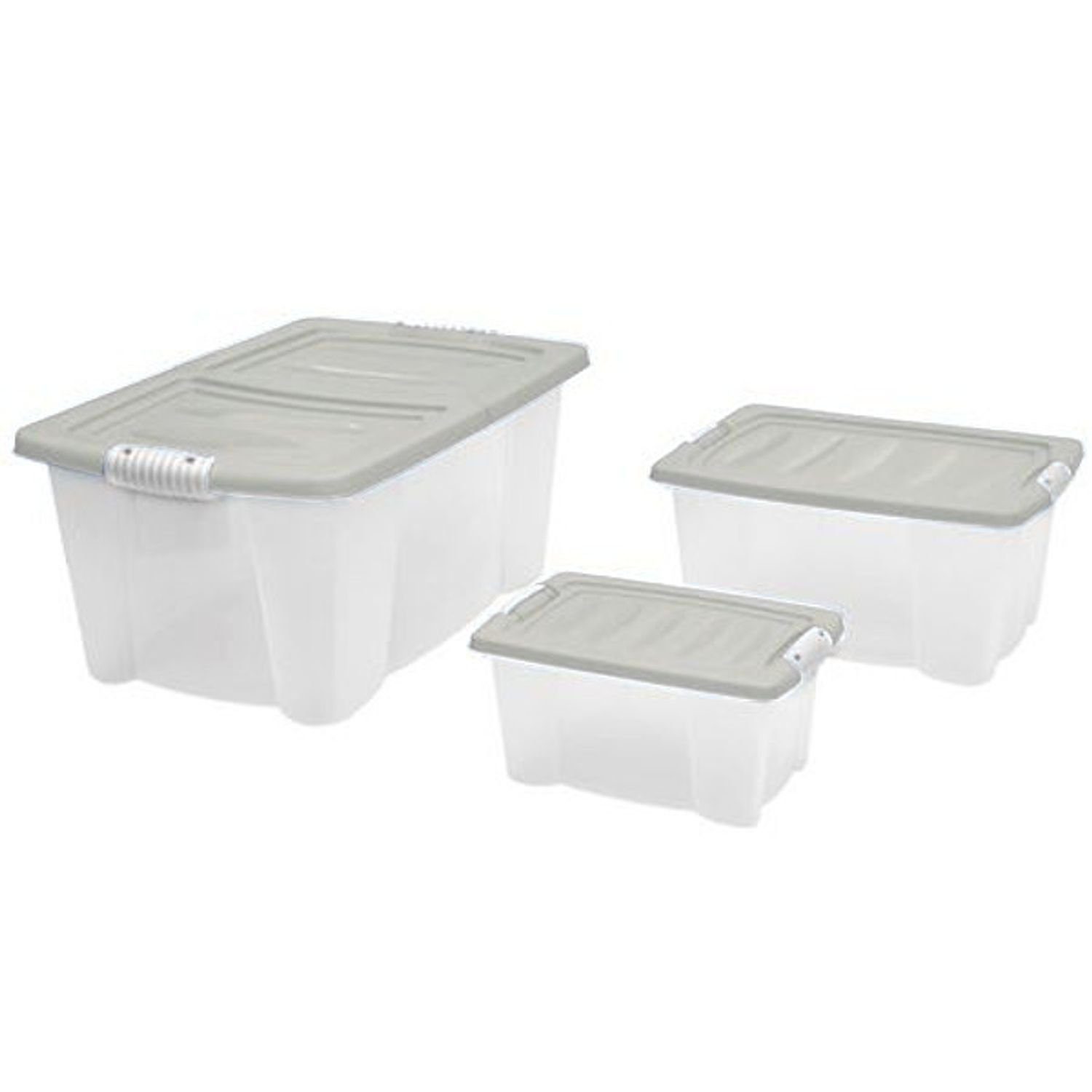 Jelenia Plast Aufbewahrungsbox Allzweck-Stapelbox 3er-Set mit Deckel Aufbewahrungsbox Rollenbox